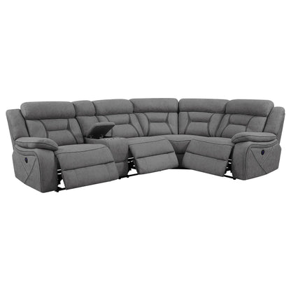 Coaster Furniture Higgins 600370 Upholstered Power Reclining Sectional Sofa - Grey IMAGE 2