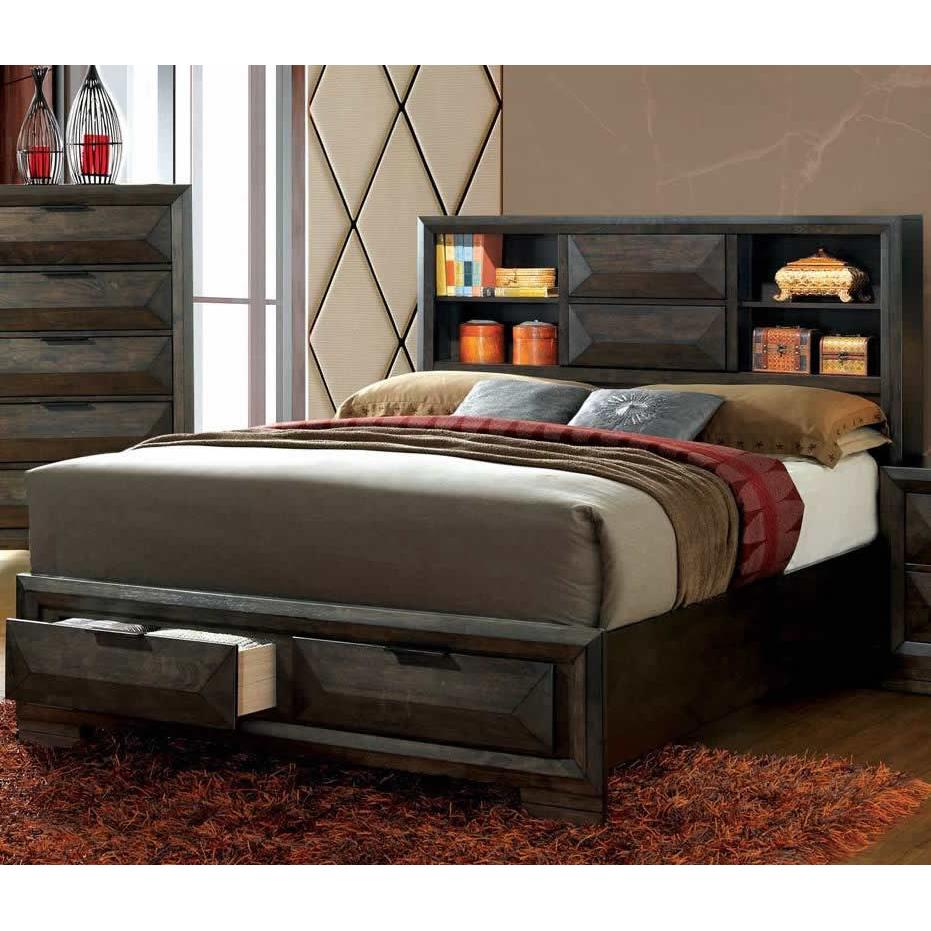  Furniture of America Nikomedes California King Bookcase Bed with Storage CM7557CK-BED IMAGE 2