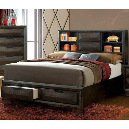  Furniture of America Nikomedes California King Bookcase Bed with Storage CM7557CK-BED IMAGE 2