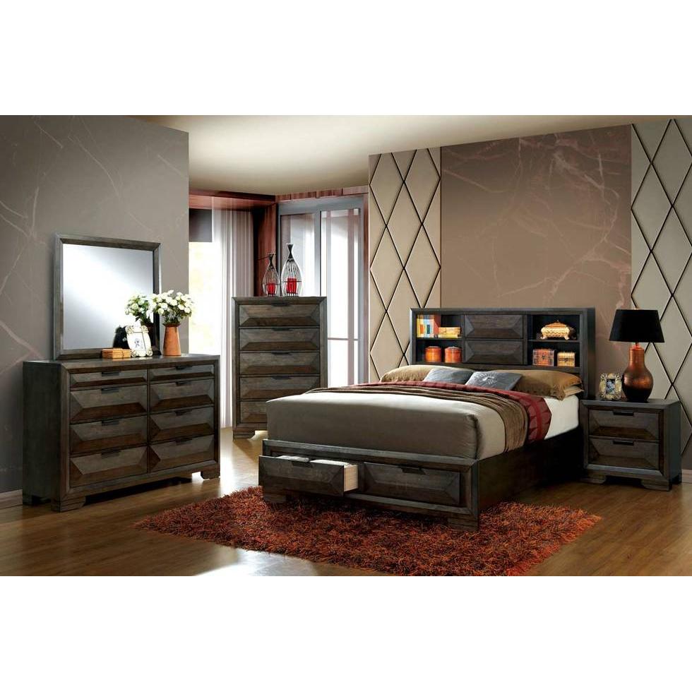  Furniture of America Nikomedes California King Bookcase Bed with Storage CM7557CK-BED IMAGE 5