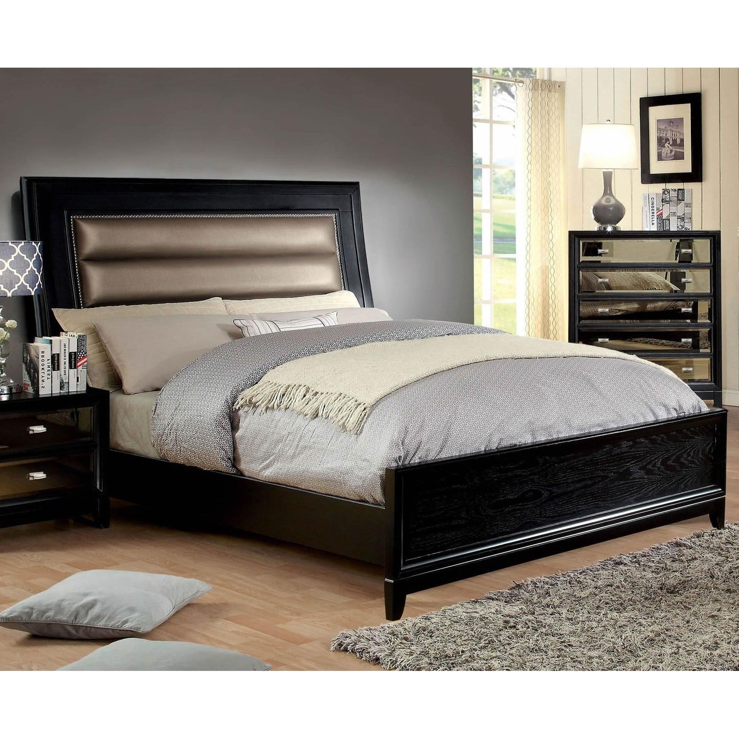  Furniture of America Golva California King Upholstered Panel Bed CM7295CK-BED IMAGE 1