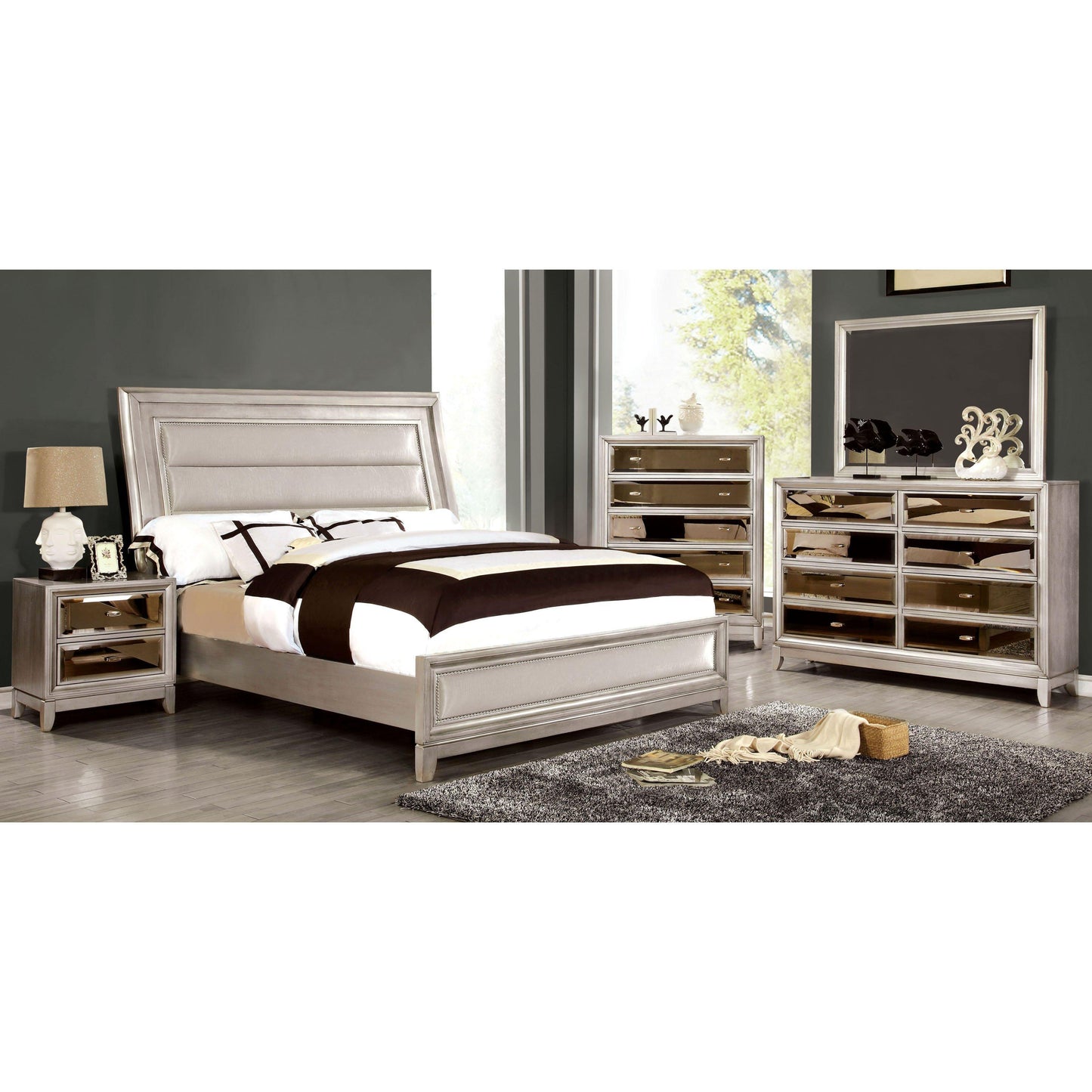  Furniture of America Golva California King Upholstered Panel Bed CM7295SV-CK-BED IMAGE 5