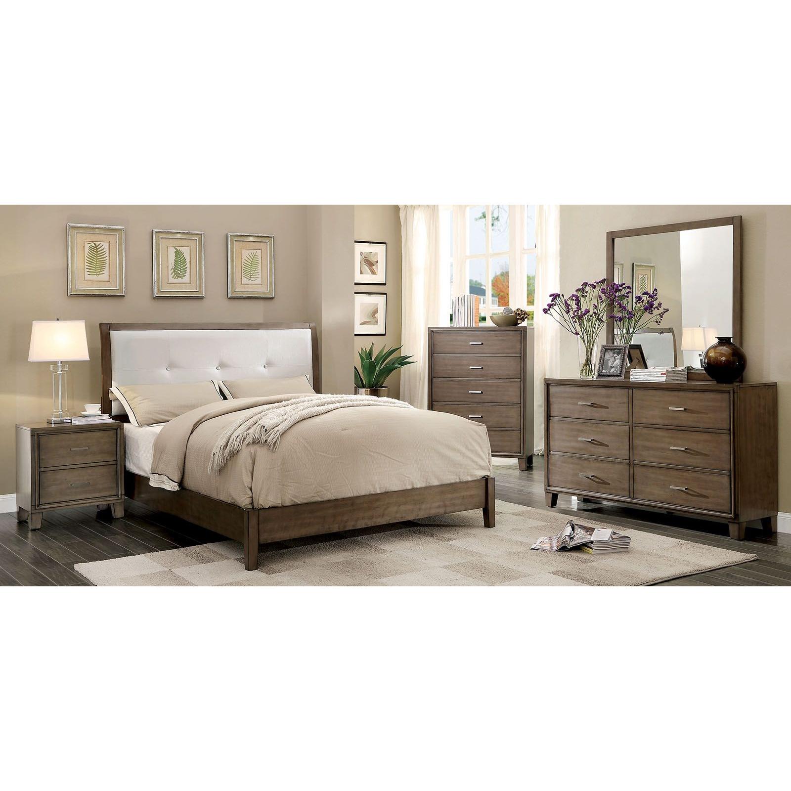  Furniture of America Enrico I King Upholstered Platform Bed CM7068GY-EK-BED IMAGE 2