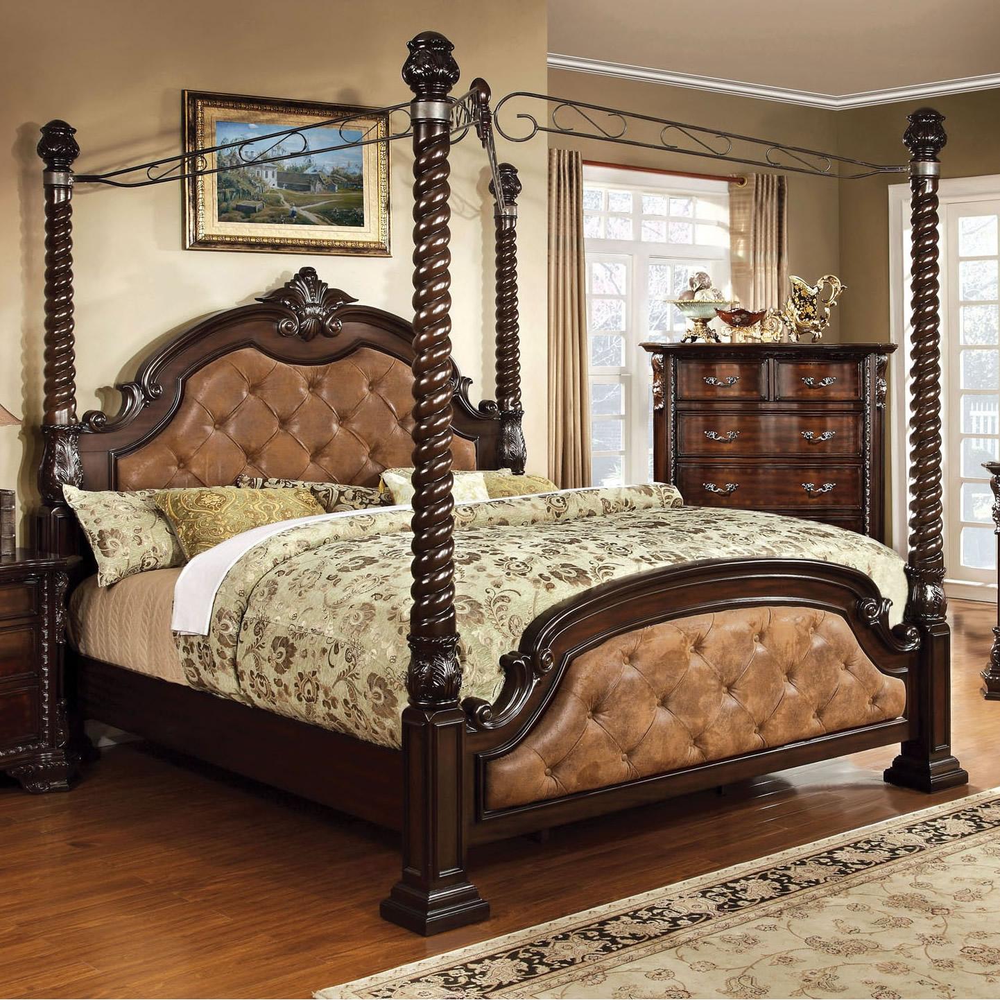  Furniture of America Monte Vista II California King Poster Canopy Bed CM7296DA-C-CK-BED IMAGE 1