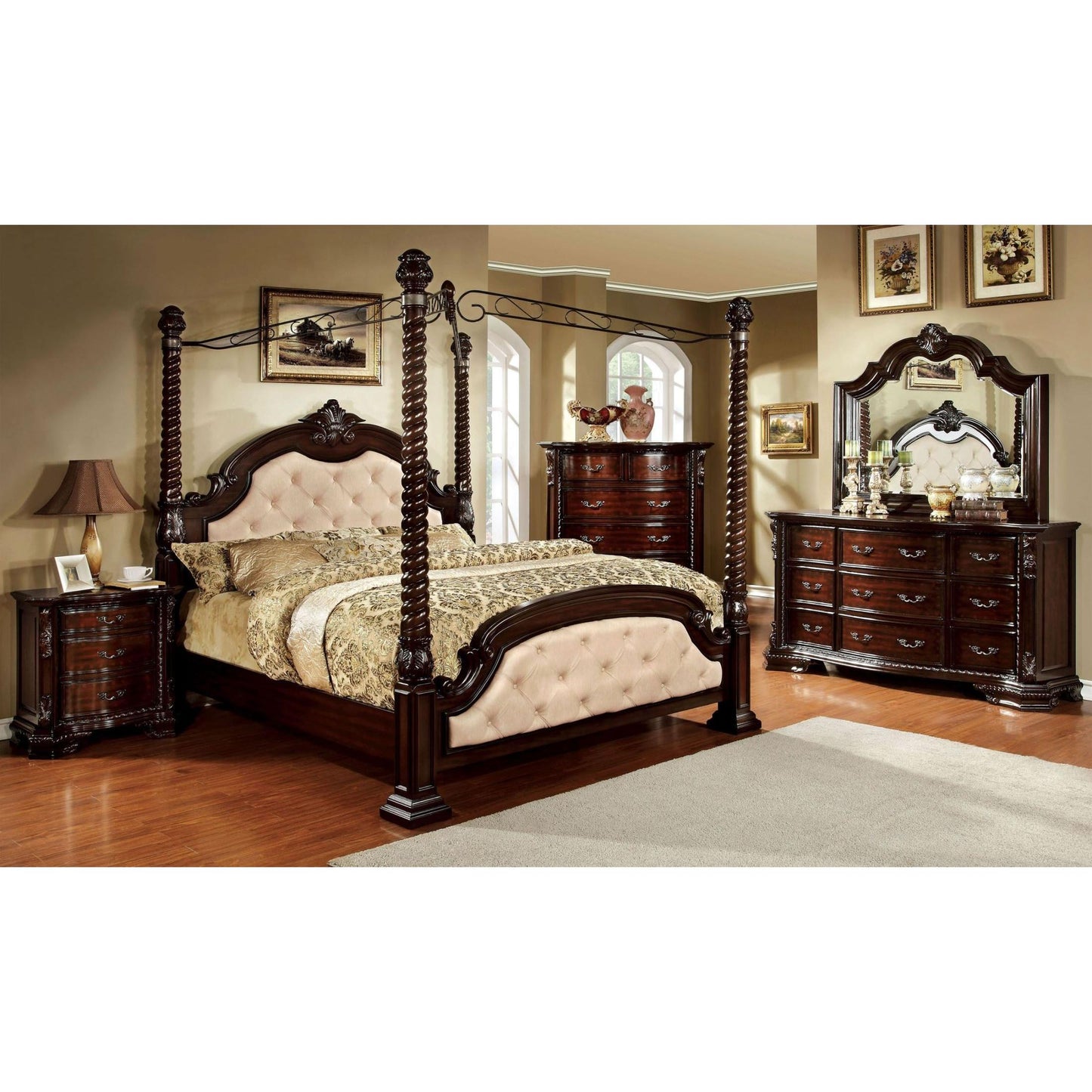 Furniture of America Monte Vista II King Poster Canopy Bed CM7296LA-C-EK-BED IMAGE 4
