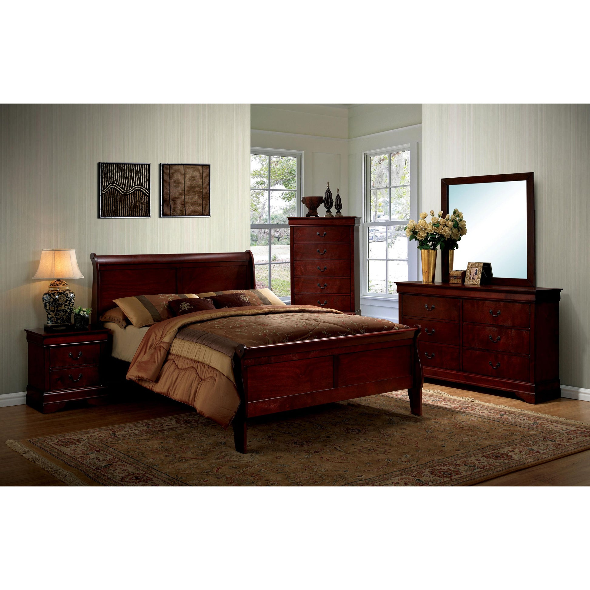  Furniture of America Louis Philippe III King Sleigh Bed CM7866CH-EK-BED IMAGE 3