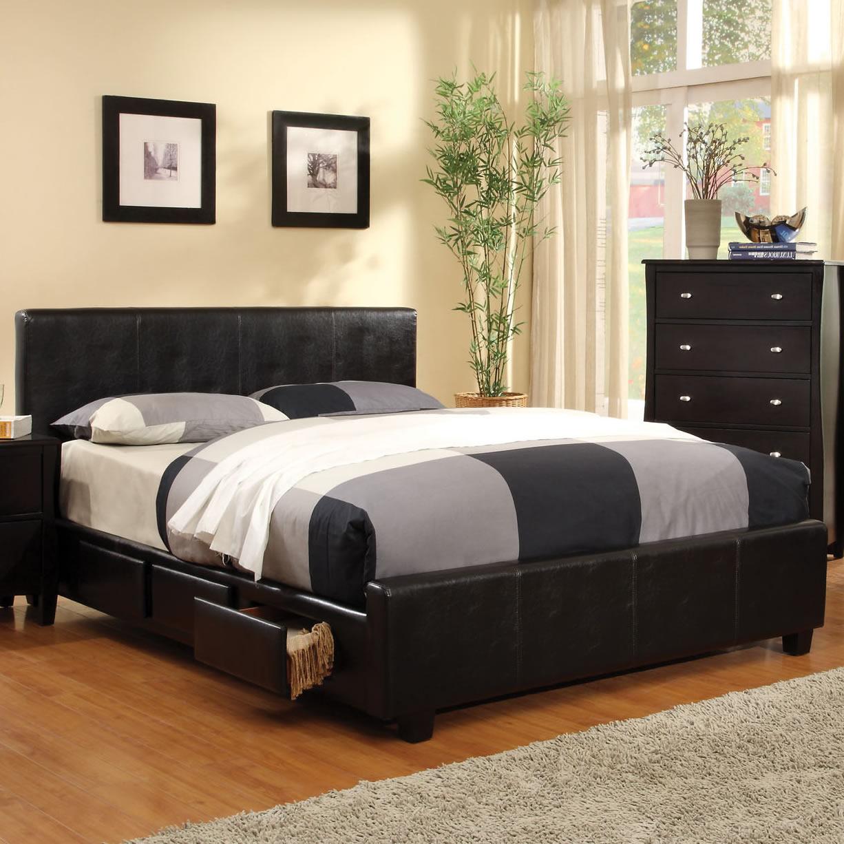  Furniture of America Burlington King Upholstered Panel Bed with Storage CM7009EK-BED IMAGE 1