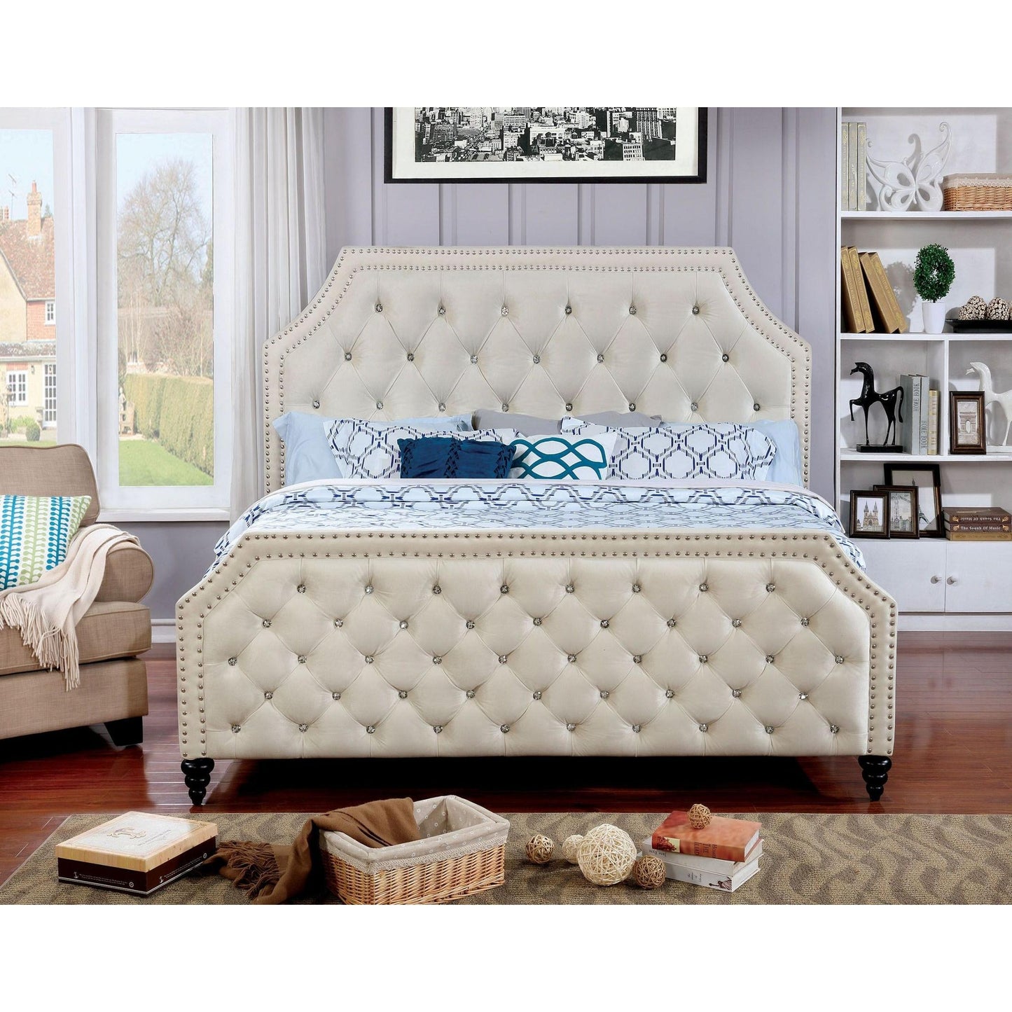  Furniture of America Claudine Full Upholstered Panel Bed CM7675F-BED IMAGE 5