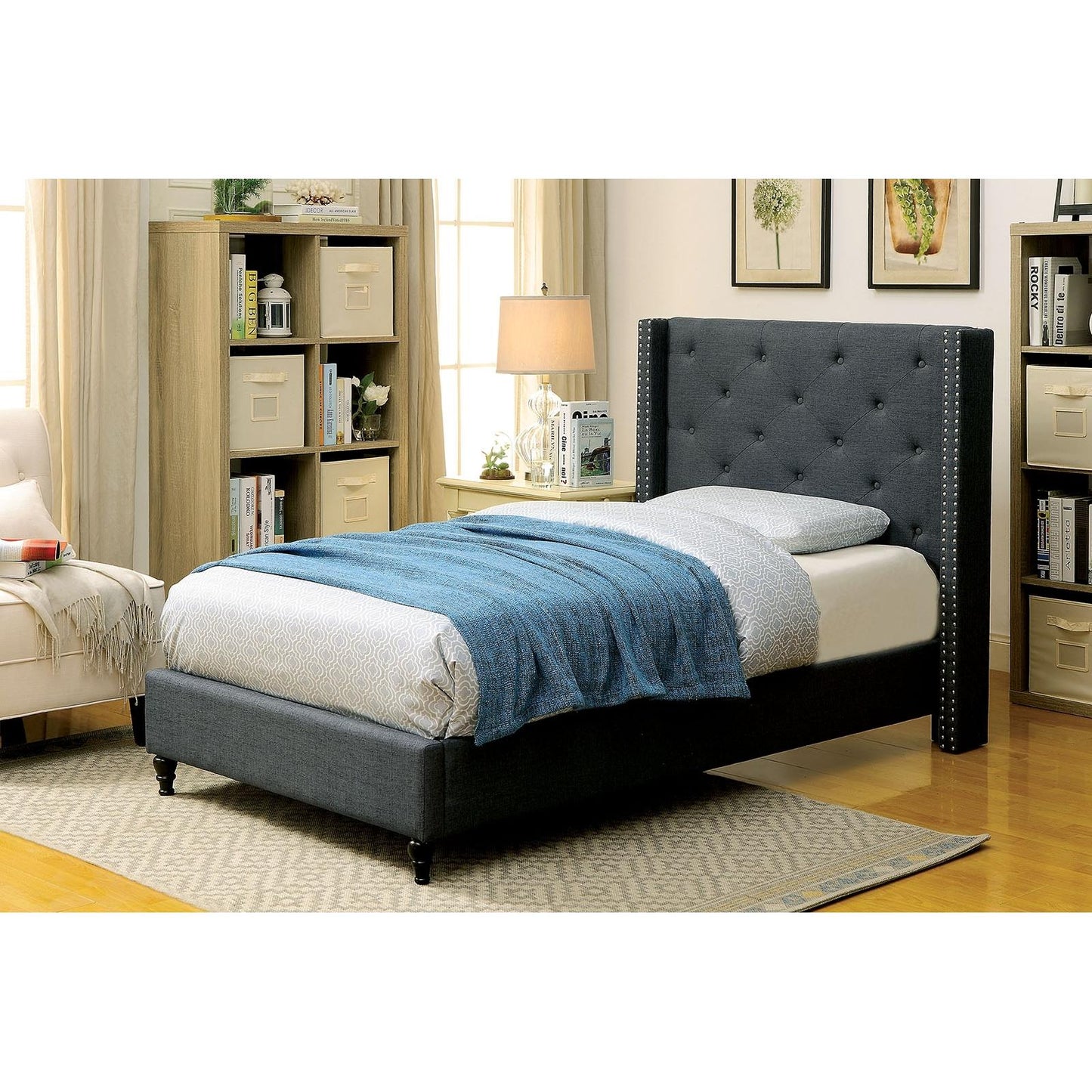  Furniture of America Anabelle Twin Upholstered Panel Bed CM7677BL-T-BED IMAGE 3