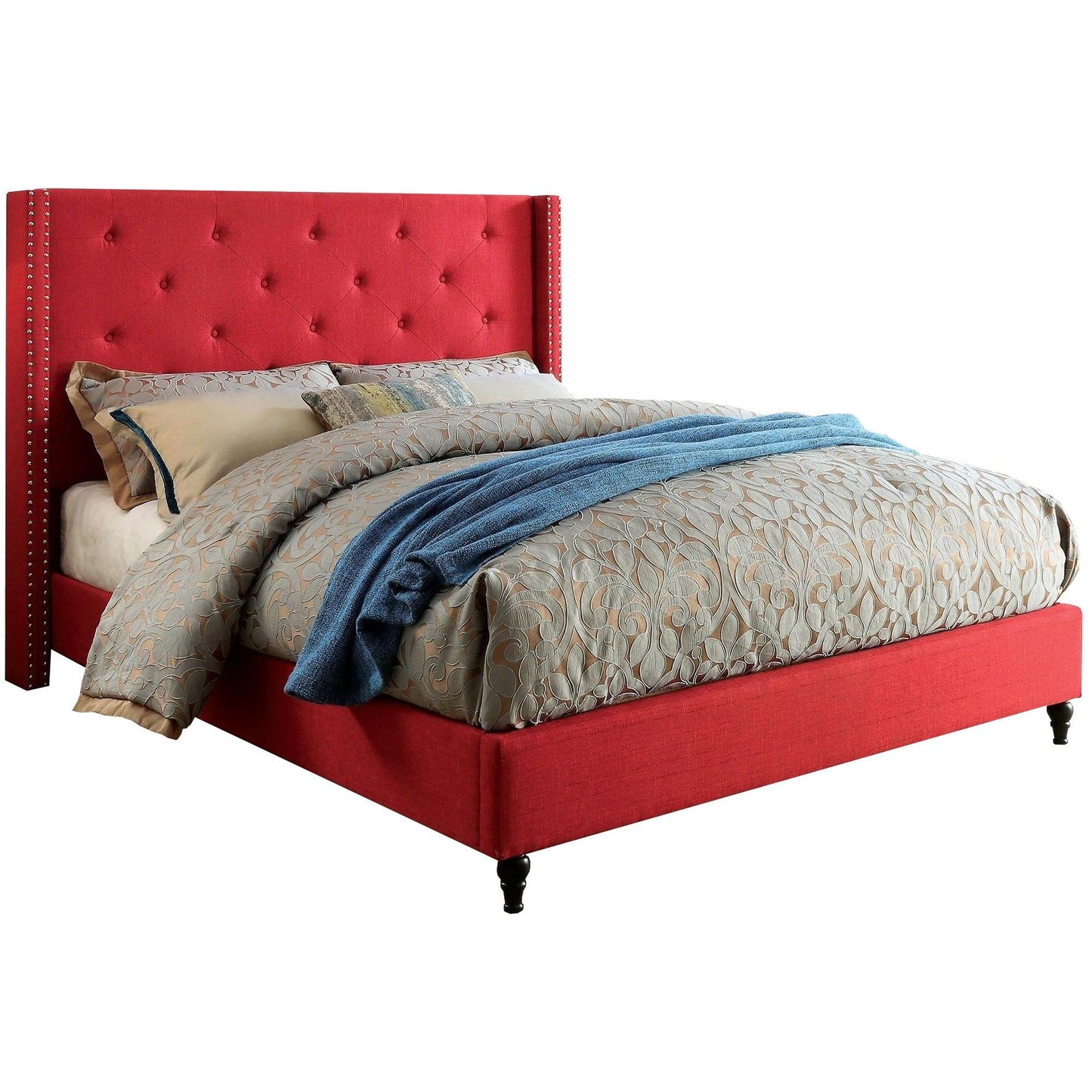  Furniture of America Anabelle King Upholstered Panel Bed CM7677RD-EK-BED IMAGE 1