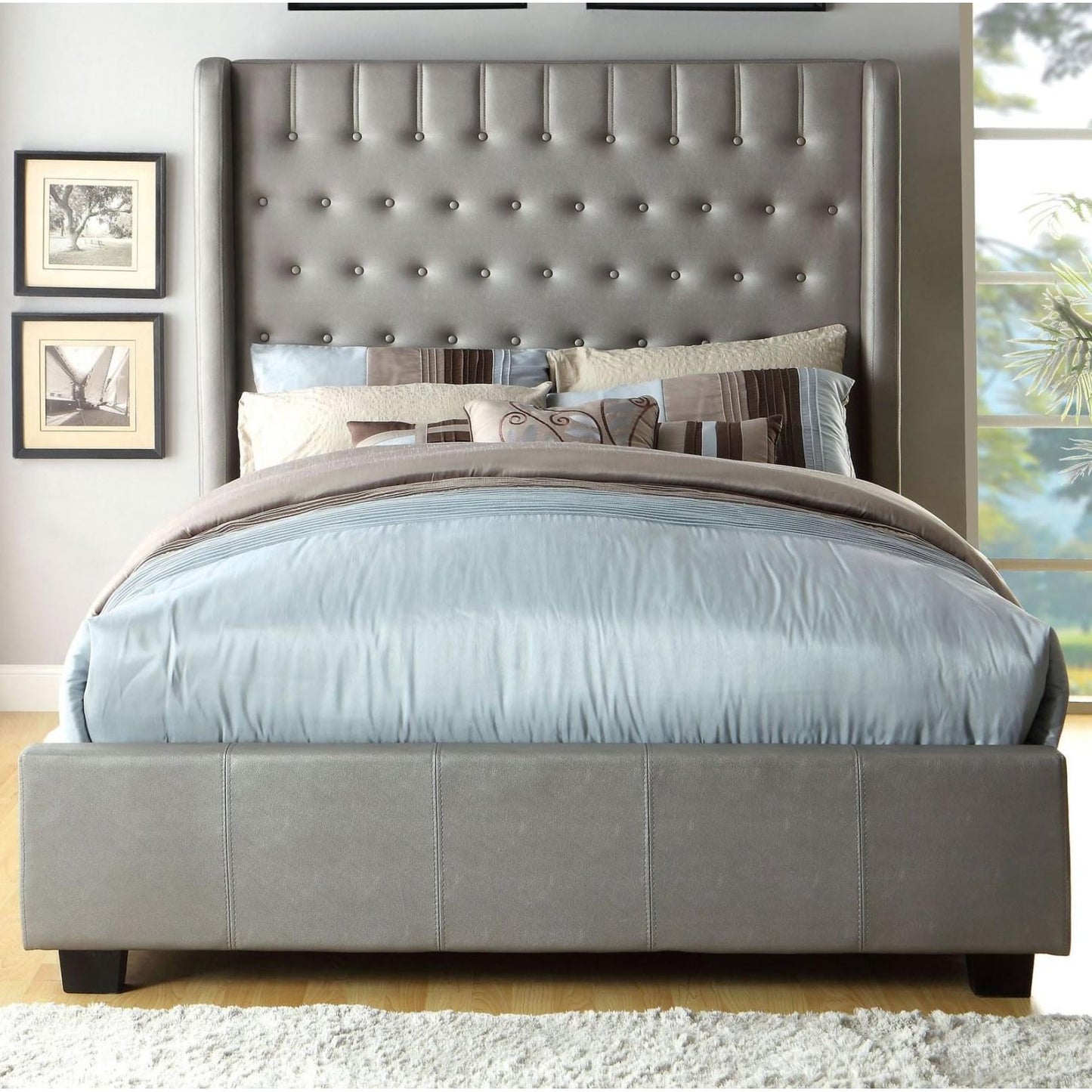  Furniture of America Mira Queen Upholstered Panel Bed CM7055Q-BED IMAGE 1