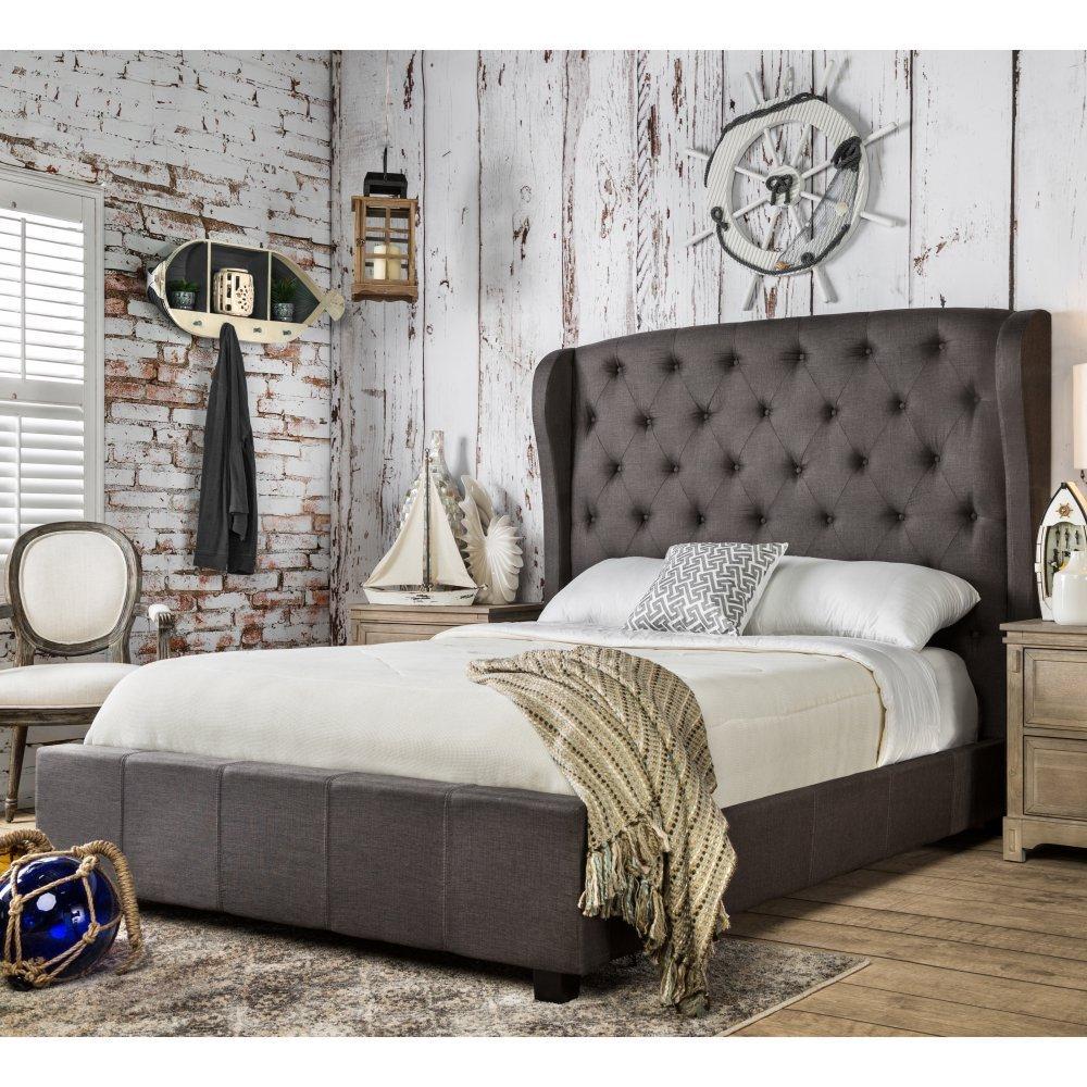  Furniture of America Fontes King Upholstered Panel Bed CM7050GY-EK-BED IMAGE 2