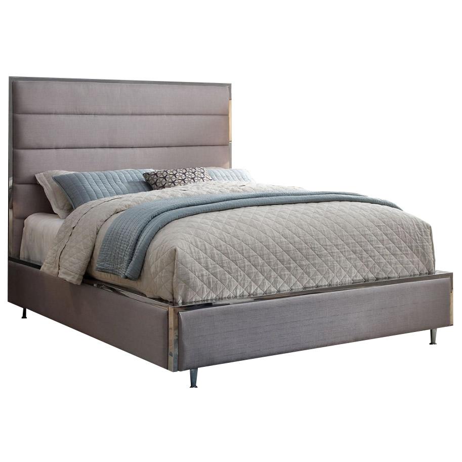  Furniture of America Gillian King Upholstered Panel Bed CM7262GY-EK-BED IMAGE 1