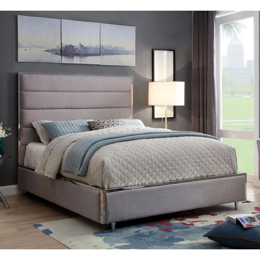  Furniture of America Gillian King Upholstered Panel Bed CM7262GY-EK-BED IMAGE 2