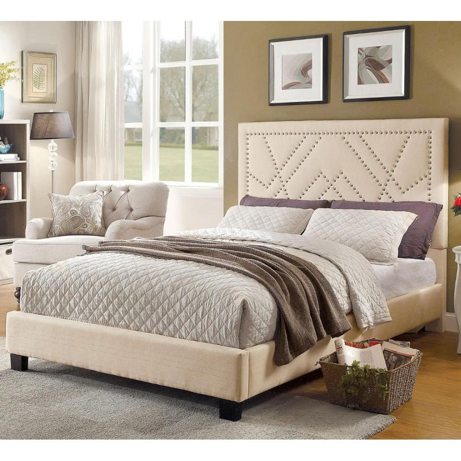  Furniture of America Marianne King Upholstered Panel Bed CM7433BG-EK-BED IMAGE 1