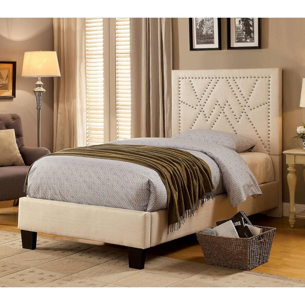  Furniture of America Marianne Twin Upholstered Panel Bed CM7433BG-T-BED IMAGE 1