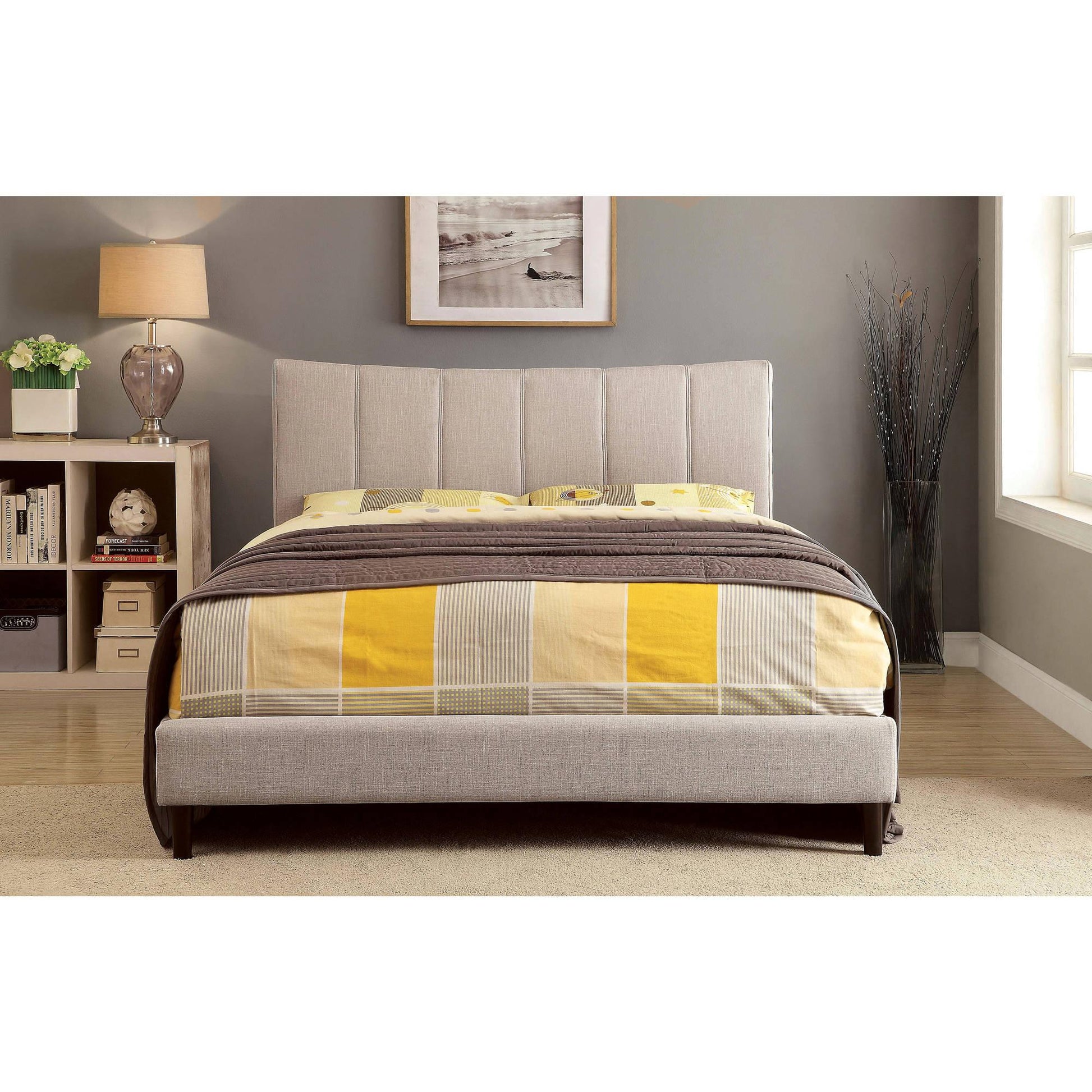  Furniture of America Ennis King Upholstered Panel Bed CM7678BG-EK-BED IMAGE 3