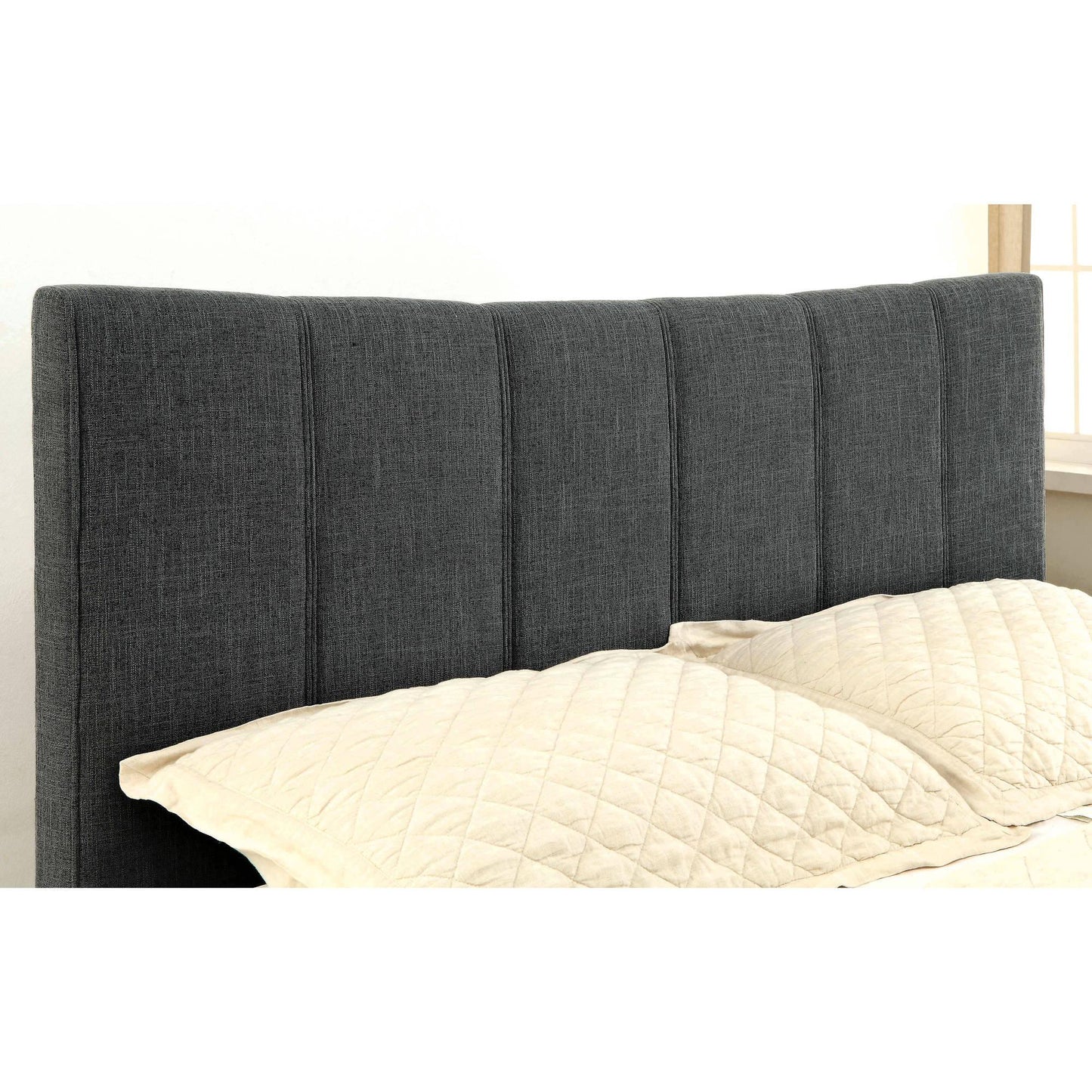  Furniture of America Ennis California King Upholstered Panel Bed CM7678GY-CK-BED IMAGE 2