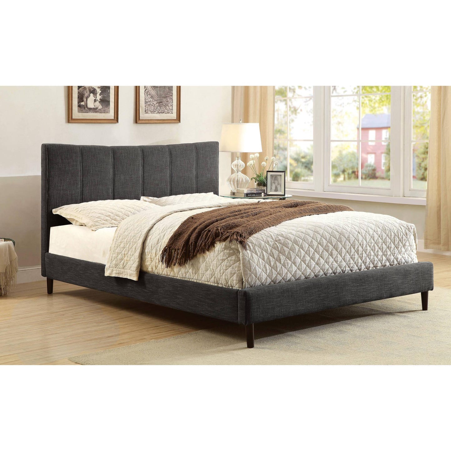  Furniture of America Ennis King Upholstered Panel Bed CM7678GY-EK-BED IMAGE 4