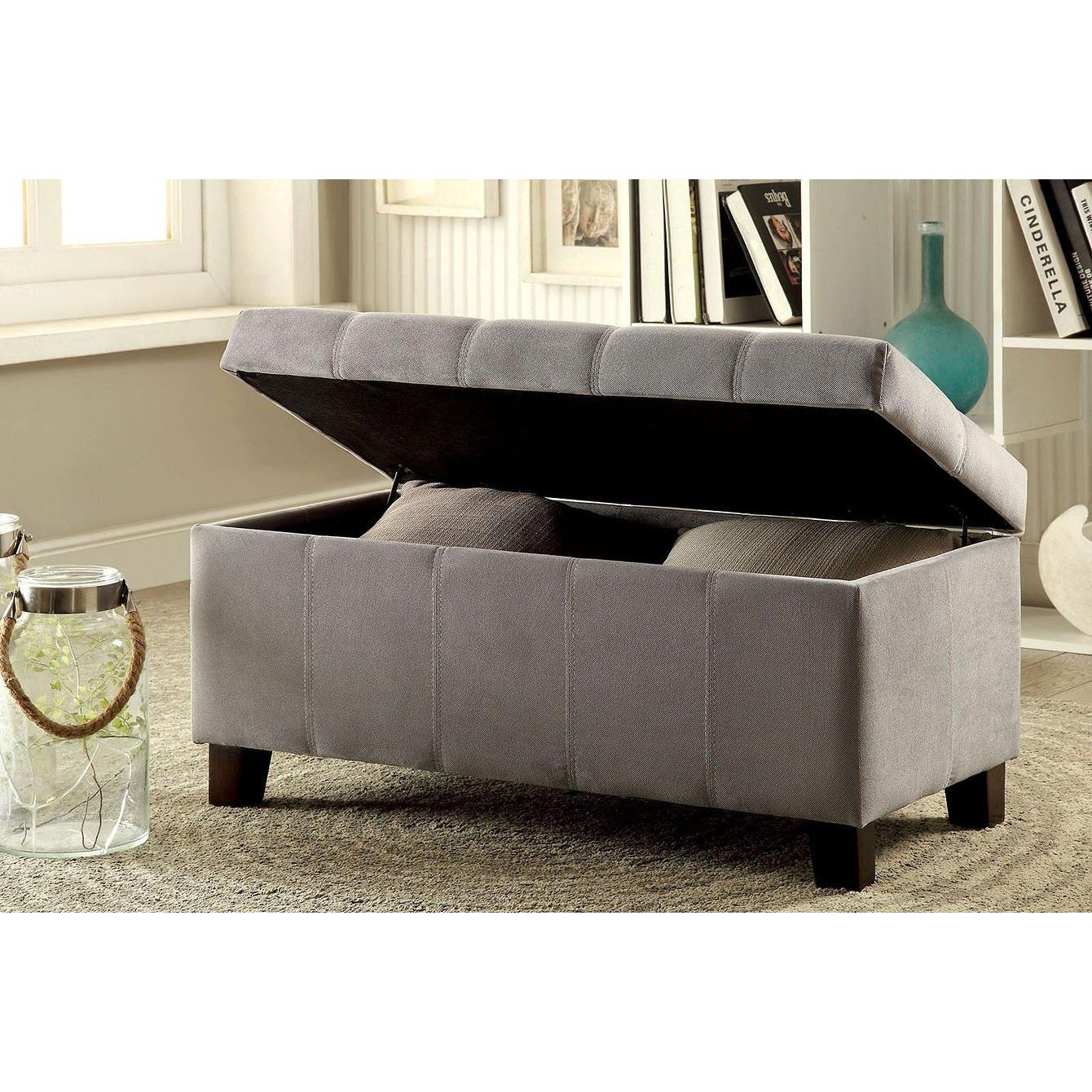  Furniture of America Remi Fabric Storage Ottoman CM-BN6036GY IMAGE 2