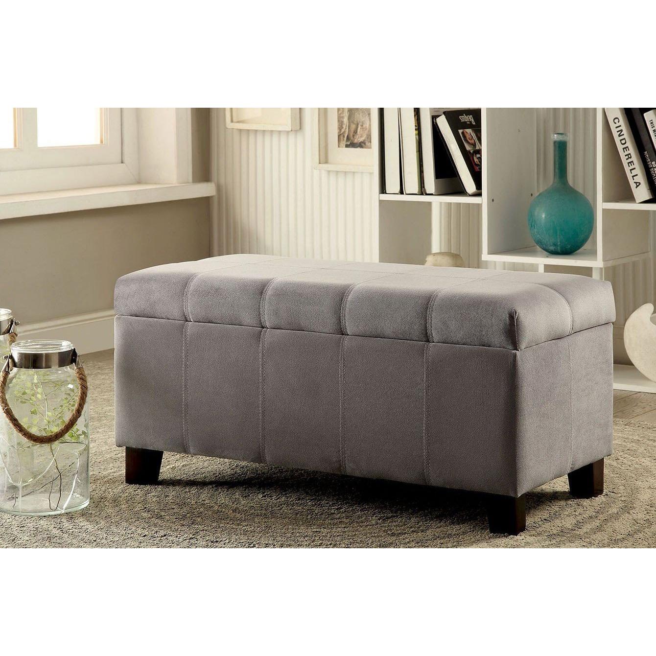  Furniture of America Remi Fabric Storage Ottoman CM-BN6036GY IMAGE 4