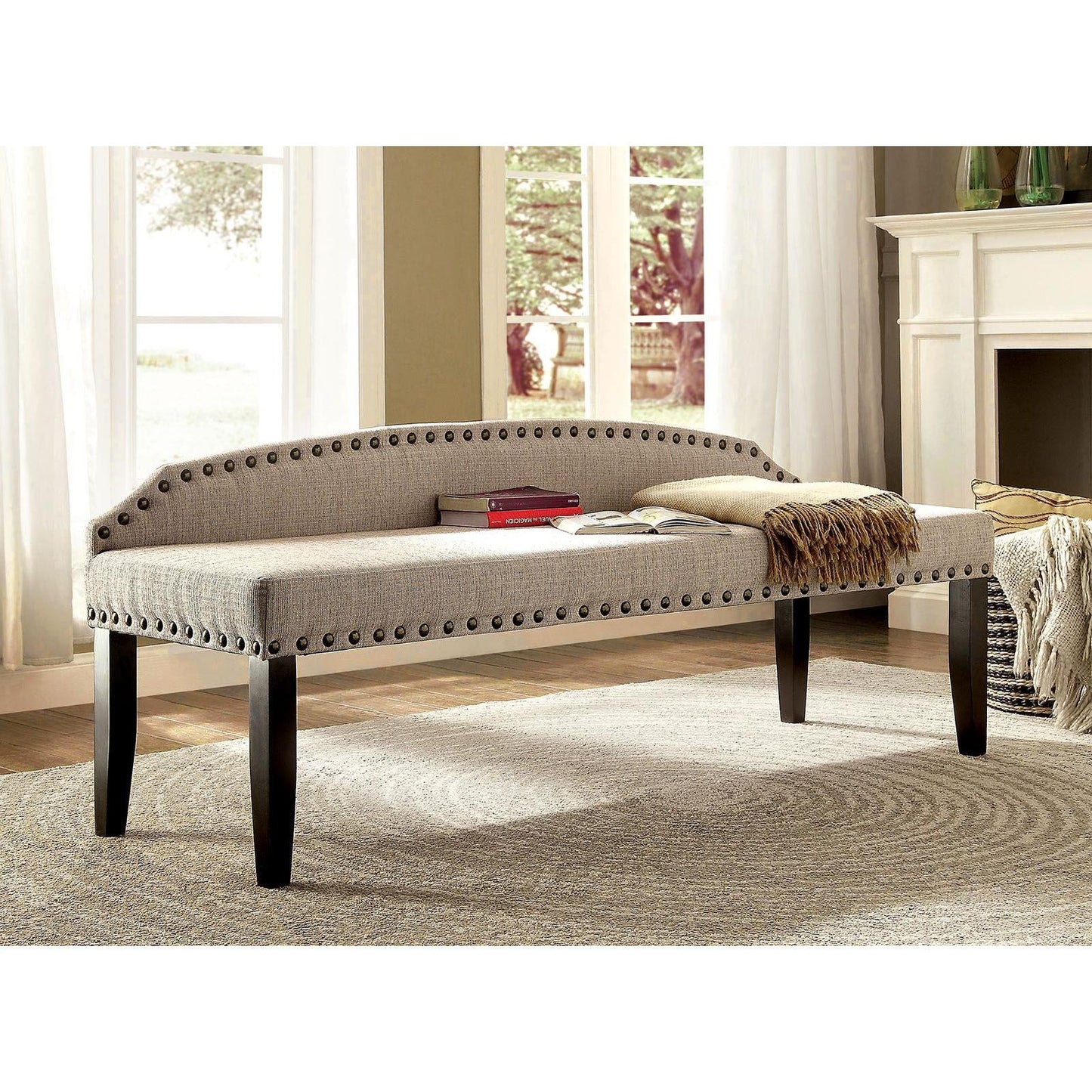  Furniture of America Hasselt Bench CM-BN6880BG-L IMAGE 2
