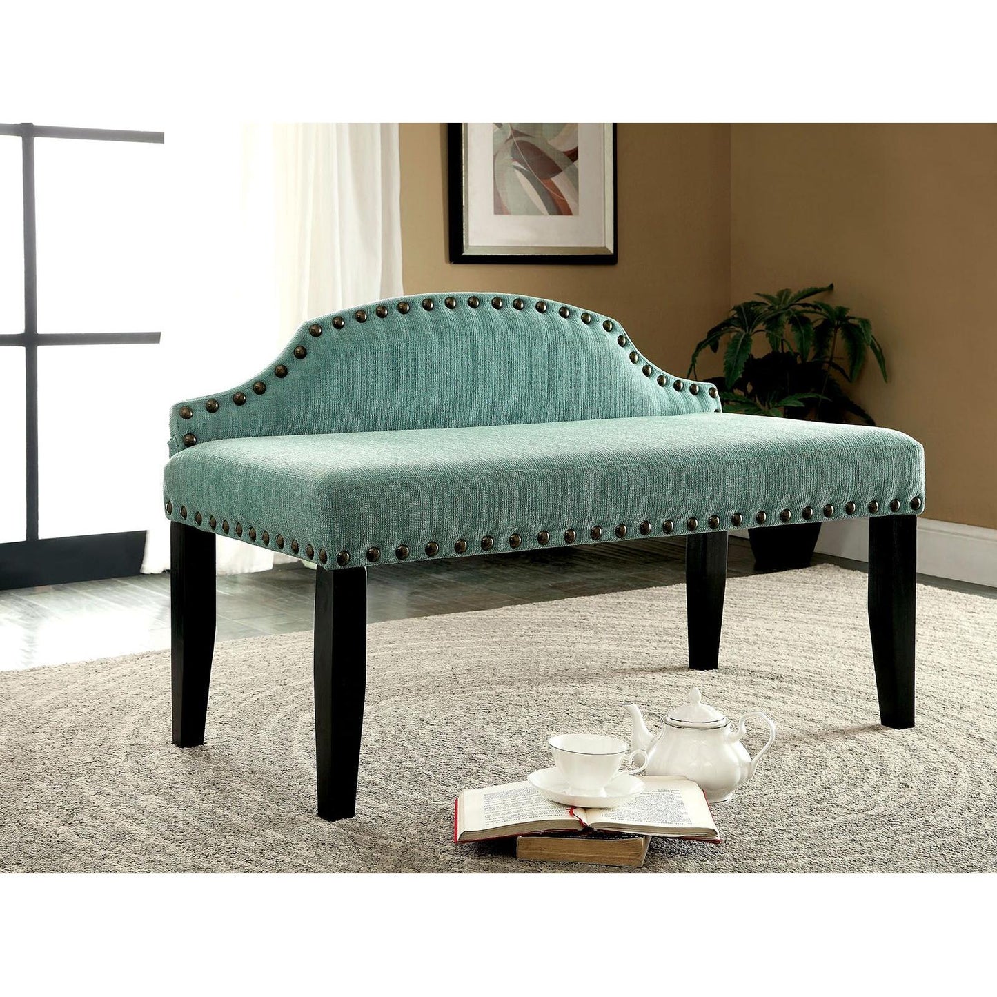  Furniture of America Hasselt Bench CM-BN6880BL-S IMAGE 2