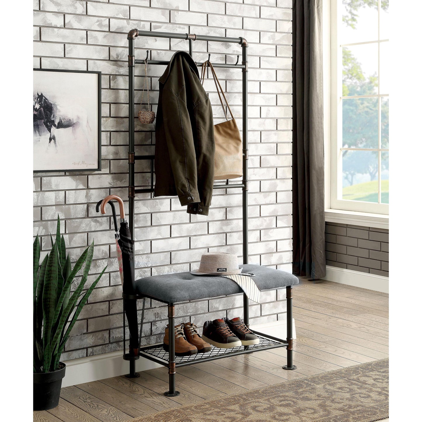  Furniture of America Coat Racks Hall Tree CM7914BN-S IMAGE 1