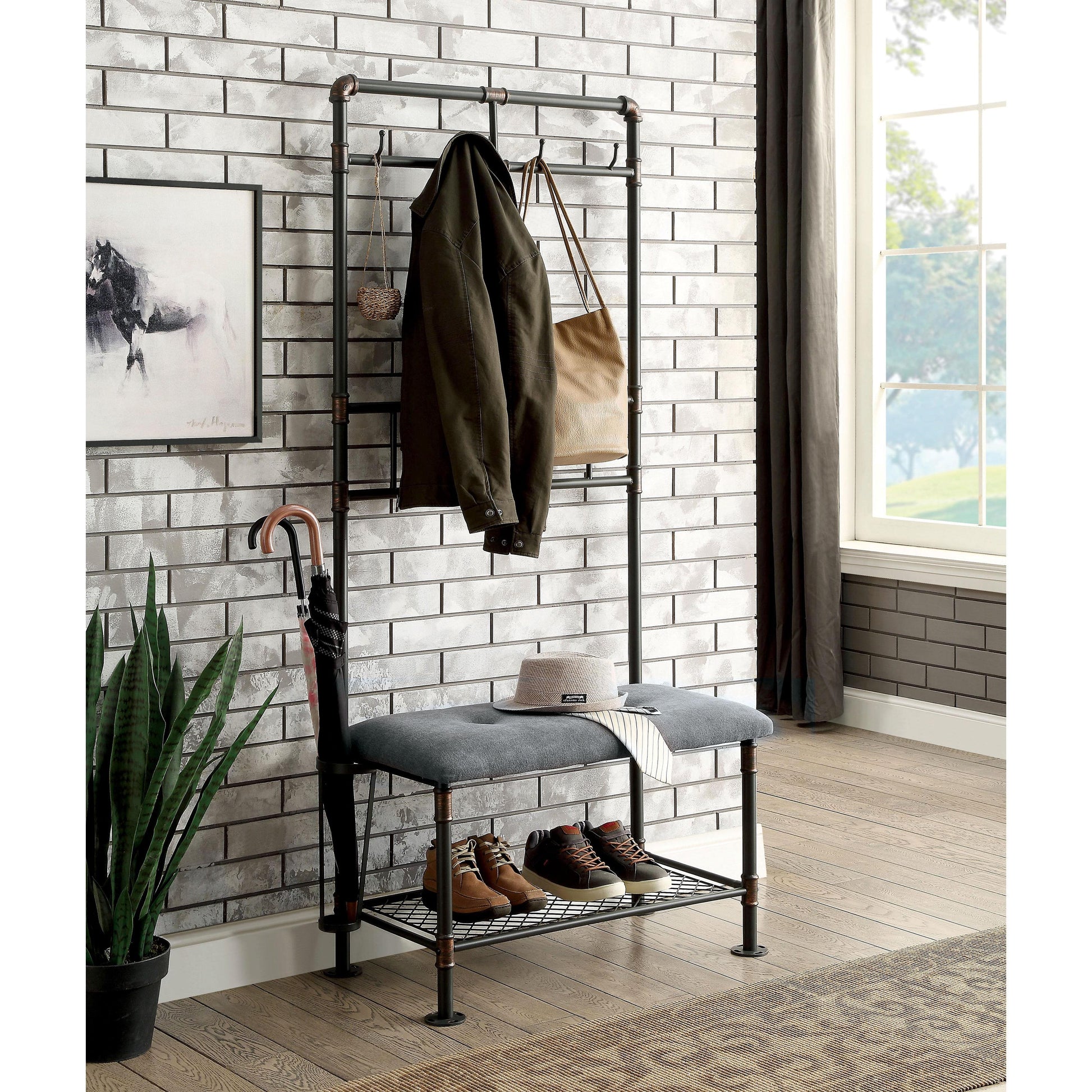  Furniture of America Coat Racks Hall Tree CM7914BN-S IMAGE 1