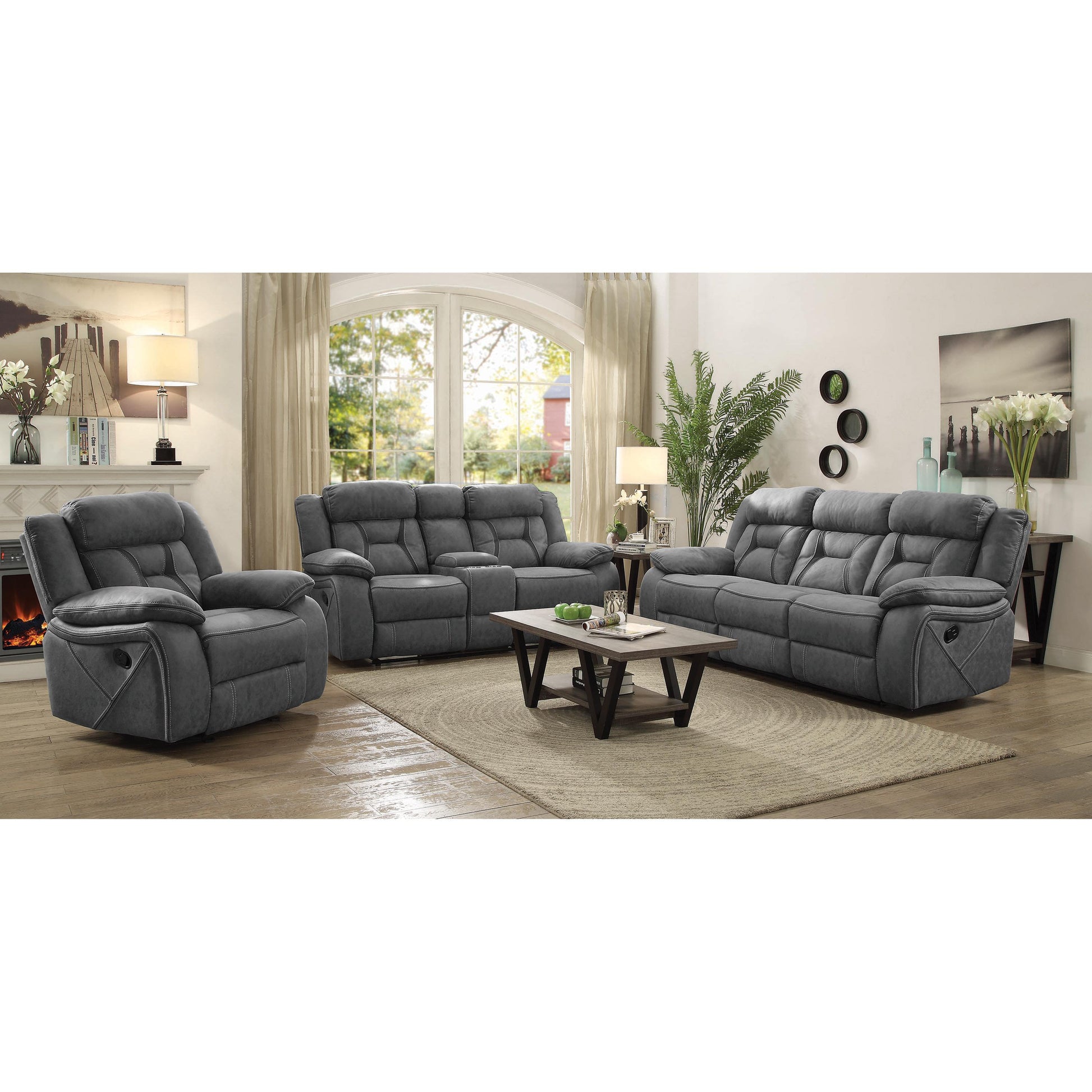 Coaster Furniture Higgins 602263 Upholstered Glider Recliner Chair - Grey IMAGE 8