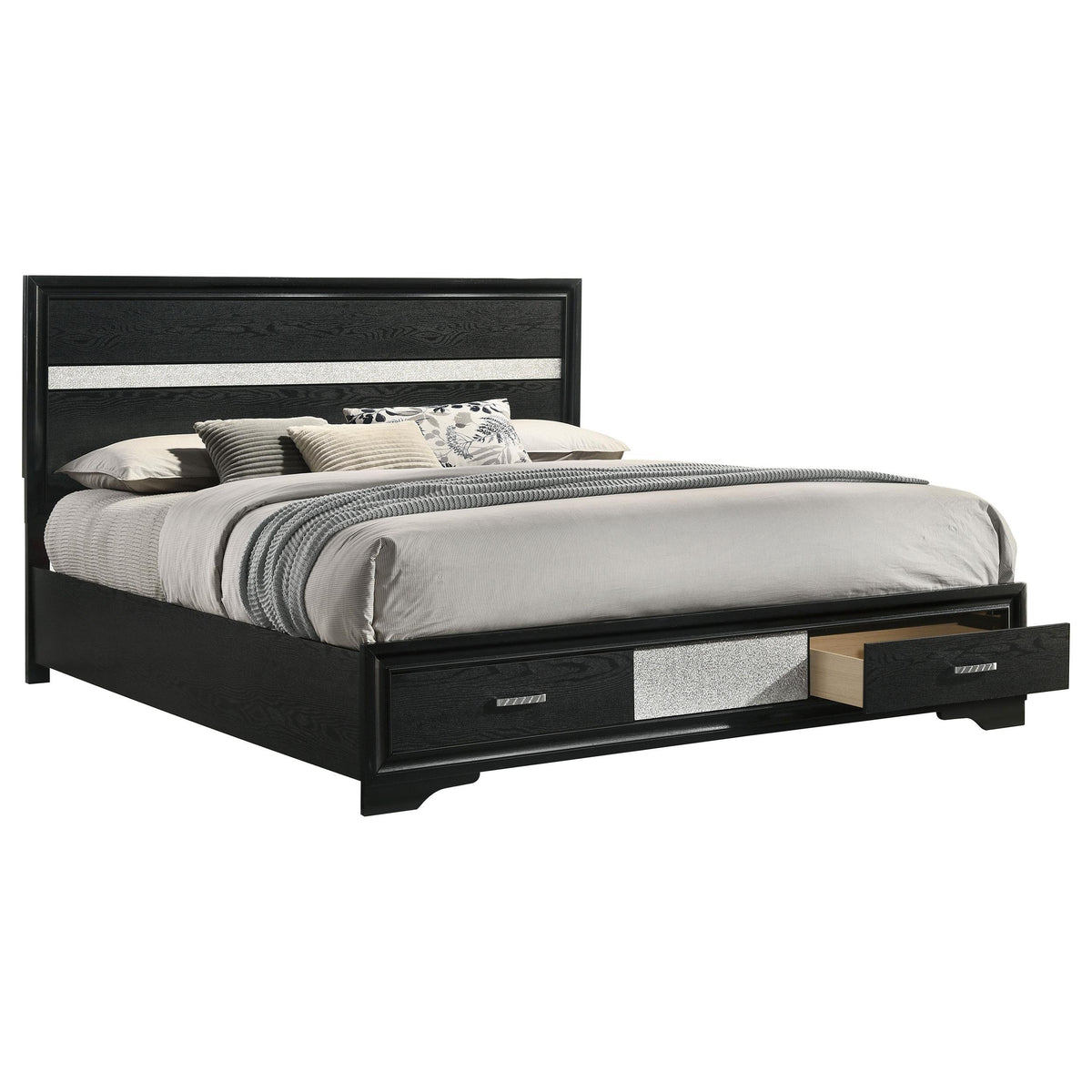  Coaster Furniture Miranda 206361KW 51-inch Wood California King Storage Panel Bed - Black IMAGE 2