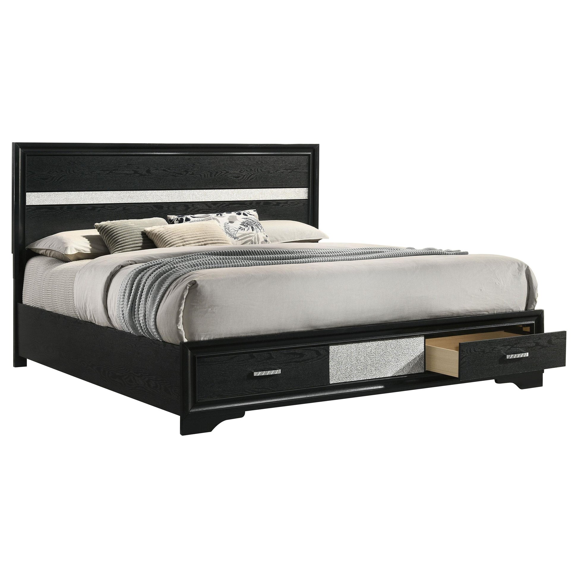 Coaster Furniture Miranda 206361KE 51-inch Wood Eastern King Storage Panel Bed - Black IMAGE 2