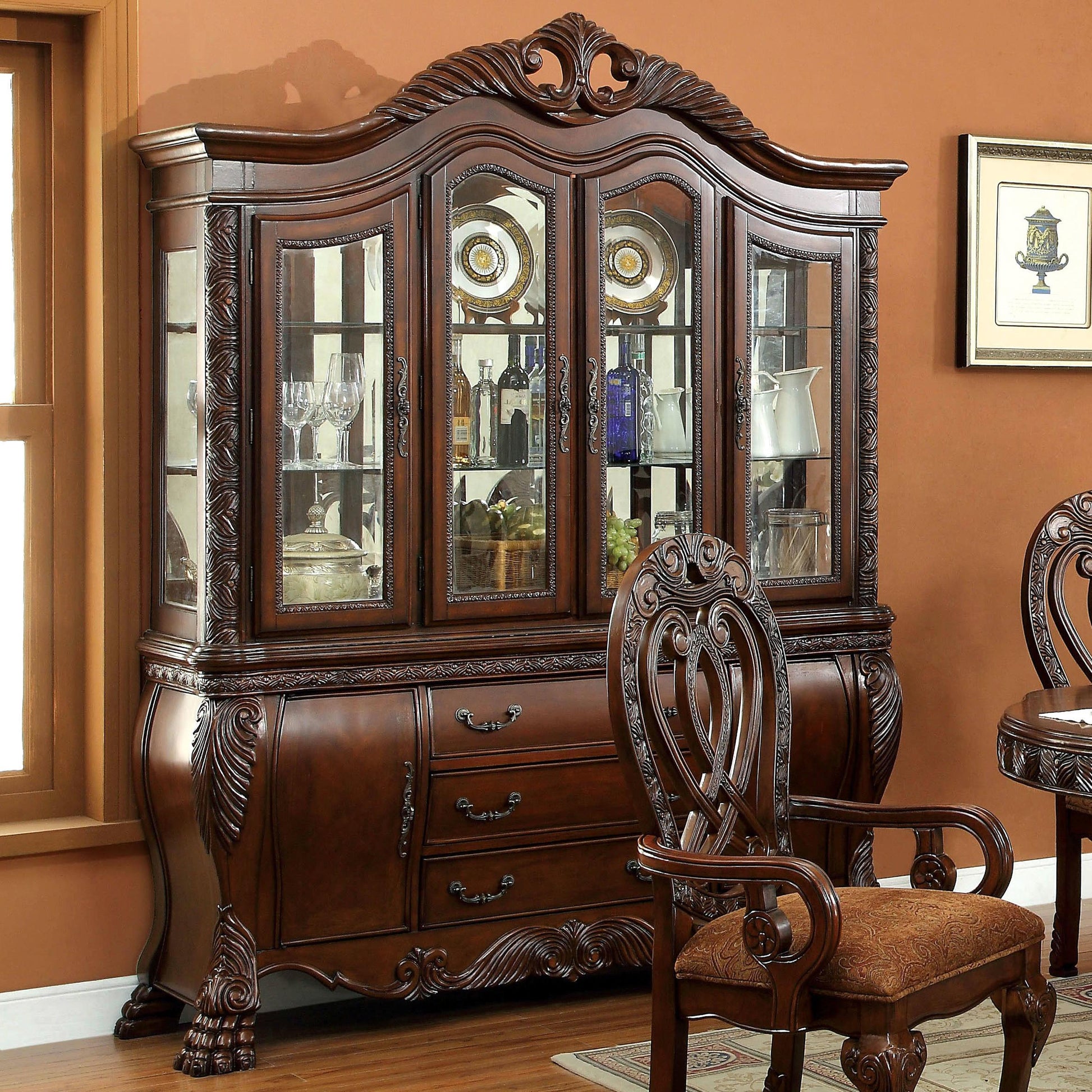  Furniture of America Wyndmere 2 pc China Cabinet CM3186CH-HB IMAGE 1