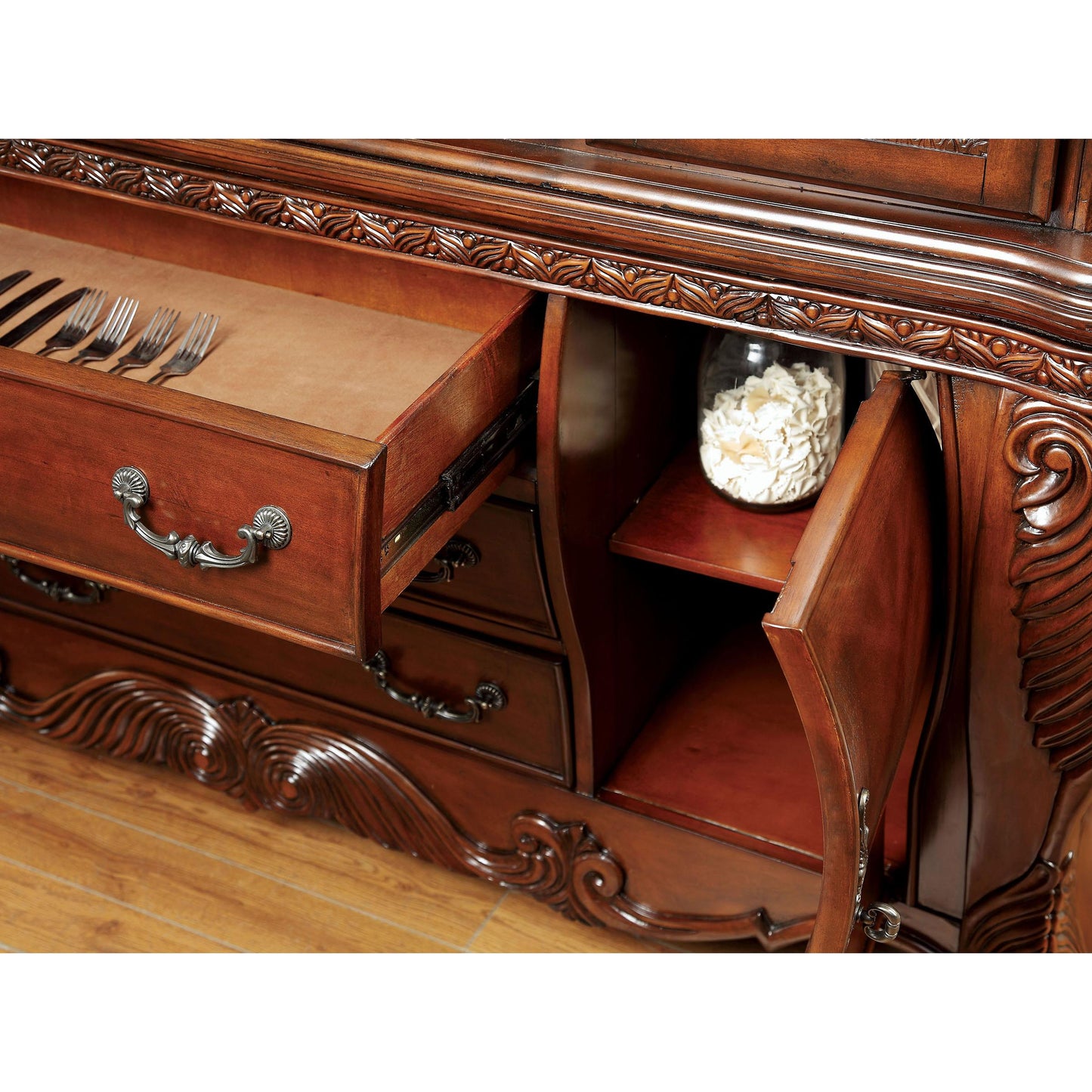  Furniture of America Wyndmere 2 pc China Cabinet CM3186CH-HB IMAGE 5