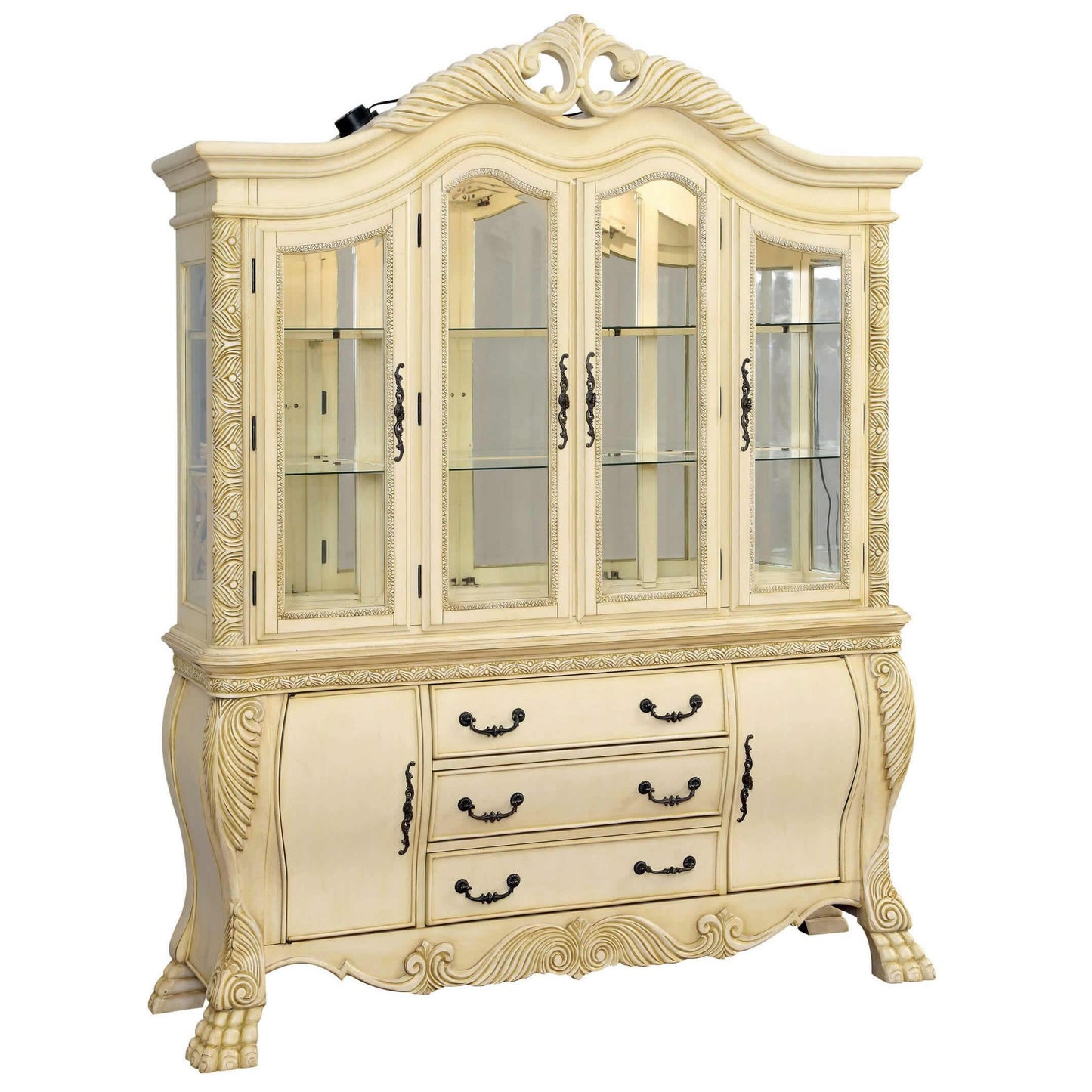  Furniture of America Wyndmere 2 pc China Cabinet CM3186WH-HB IMAGE 1