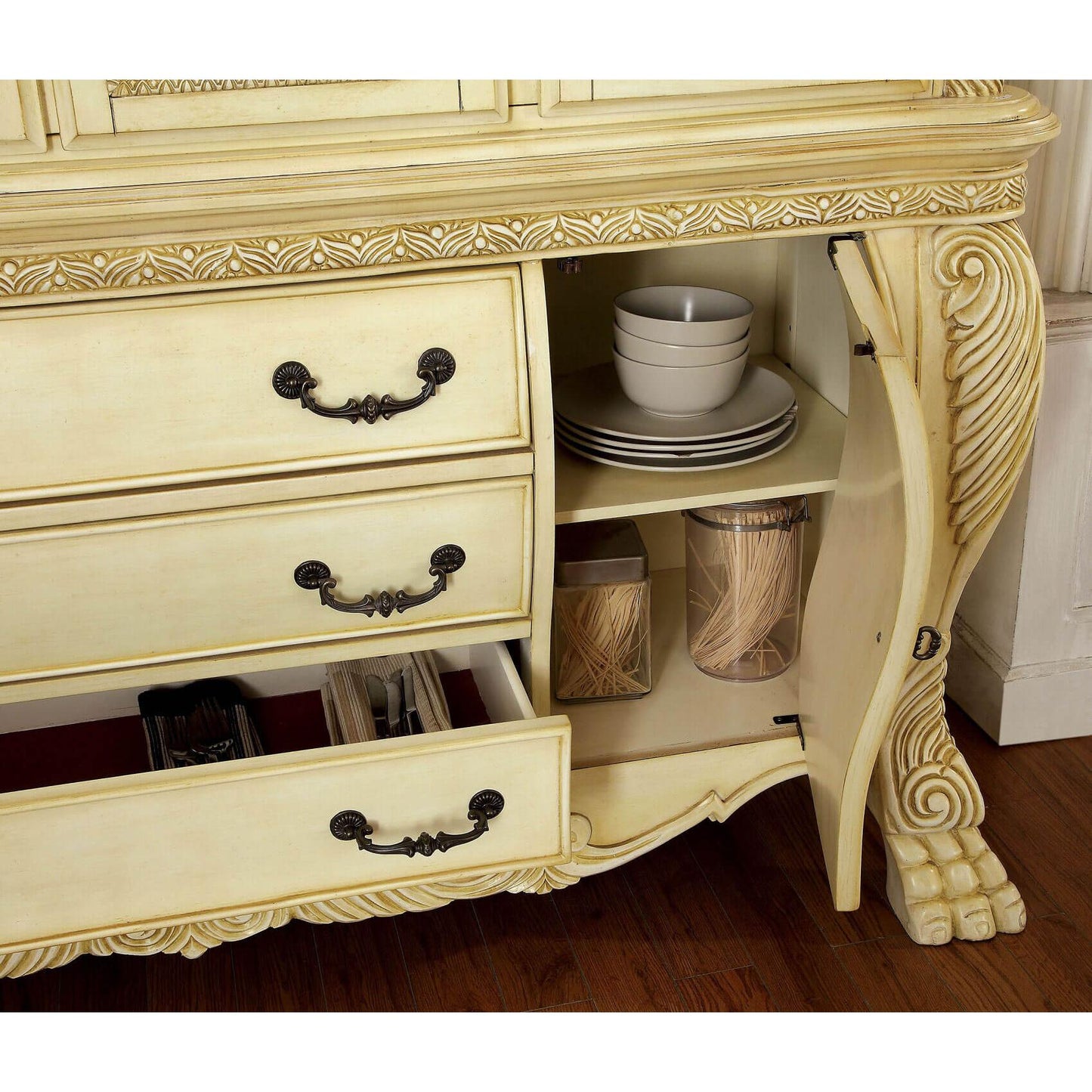  Furniture of America Wyndmere 2 pc China Cabinet CM3186WH-HB IMAGE 4