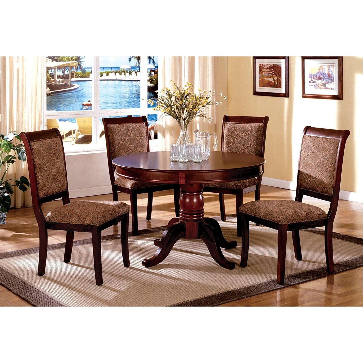  Furniture of America Round St. Nicholas II Dining Table with Pedestal Base CM3224RT-TABLE IMAGE 4