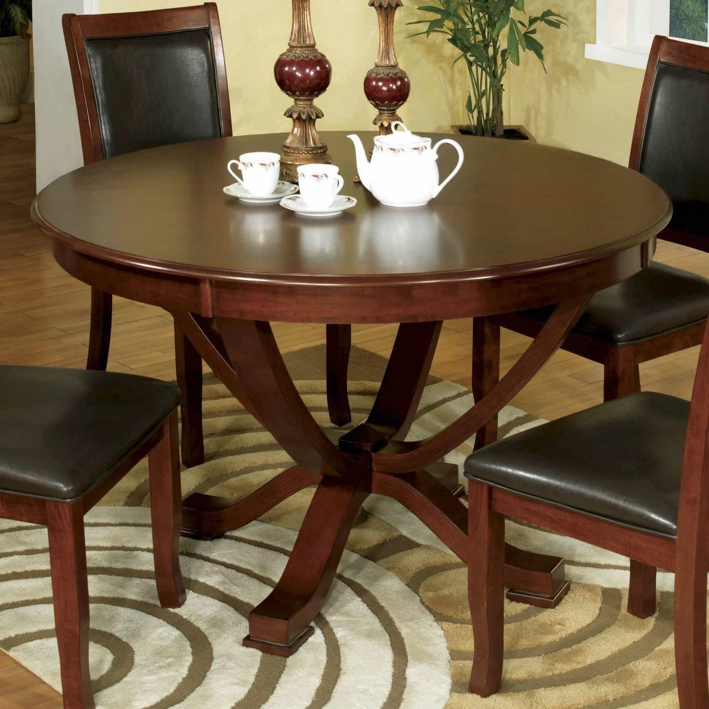  Furniture of America Round Sandy Point Dining Table with Pedestal Base CM3532T IMAGE 1