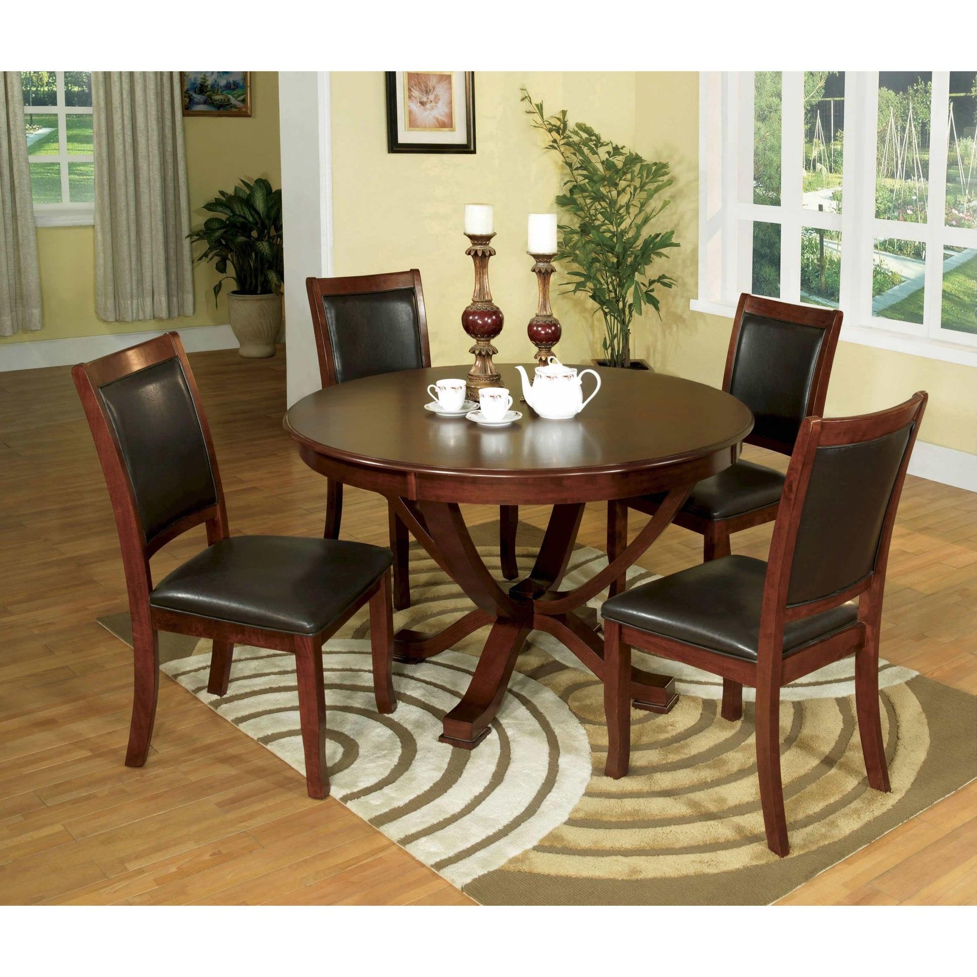  Furniture of America Round Sandy Point Dining Table with Pedestal Base CM3532T IMAGE 4
