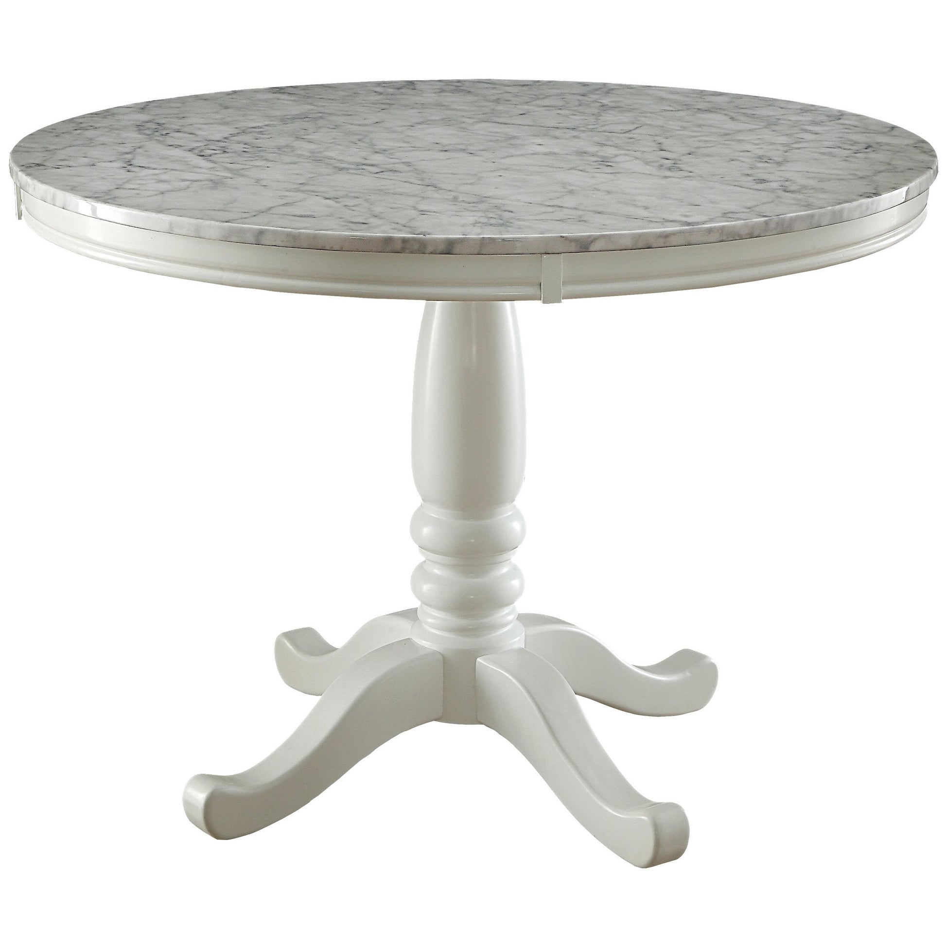  Furniture of America Round Penelope Dining Table with Faux Marble Top & Pedestal Base CM3546RT-TABLE IMAGE 1