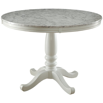  Furniture of America Round Penelope Dining Table with Faux Marble Top & Pedestal Base CM3546RT-TABLE IMAGE 1