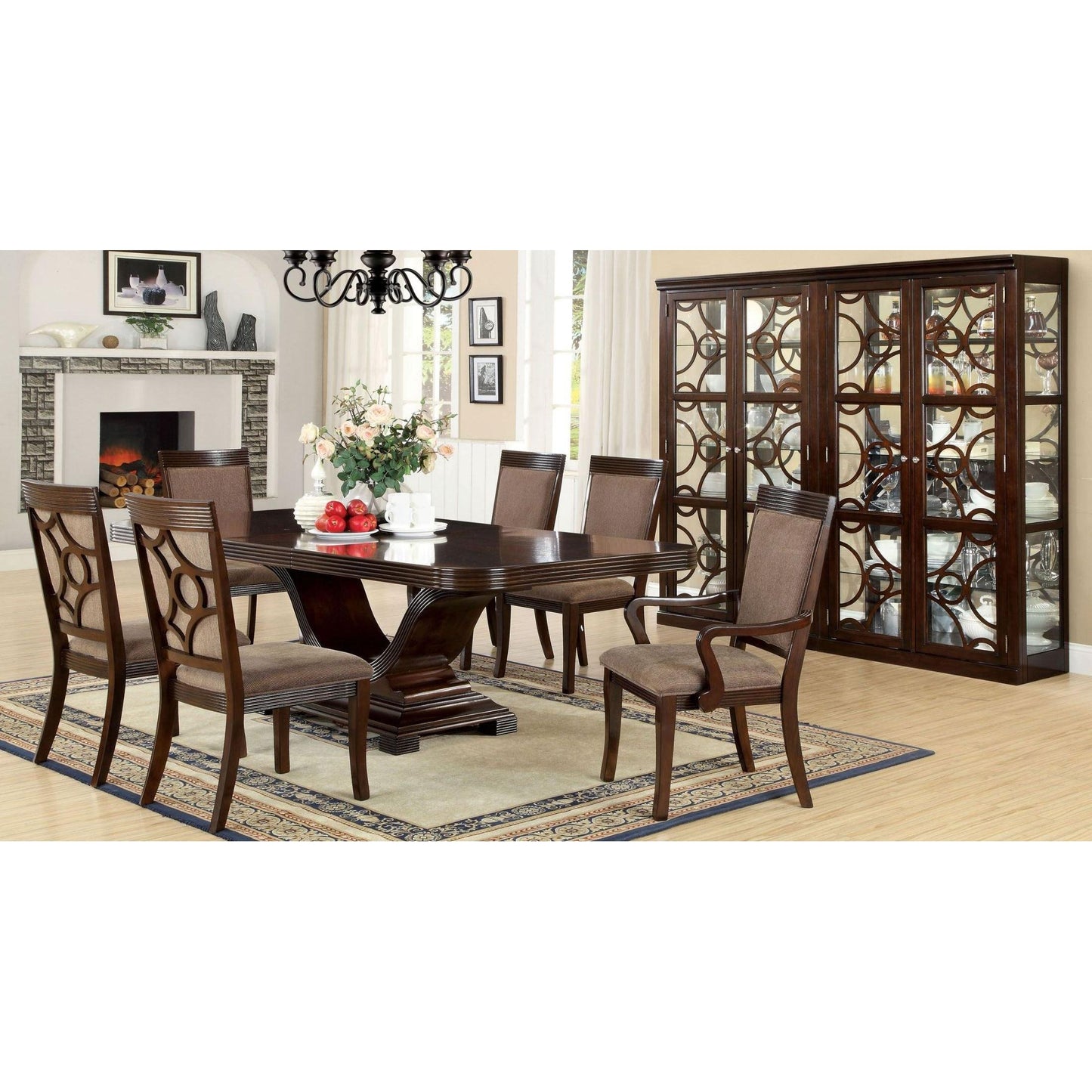  Furniture of America Woodmont Dining Table with Pedestal Base CM3663T-TABLE IMAGE 7