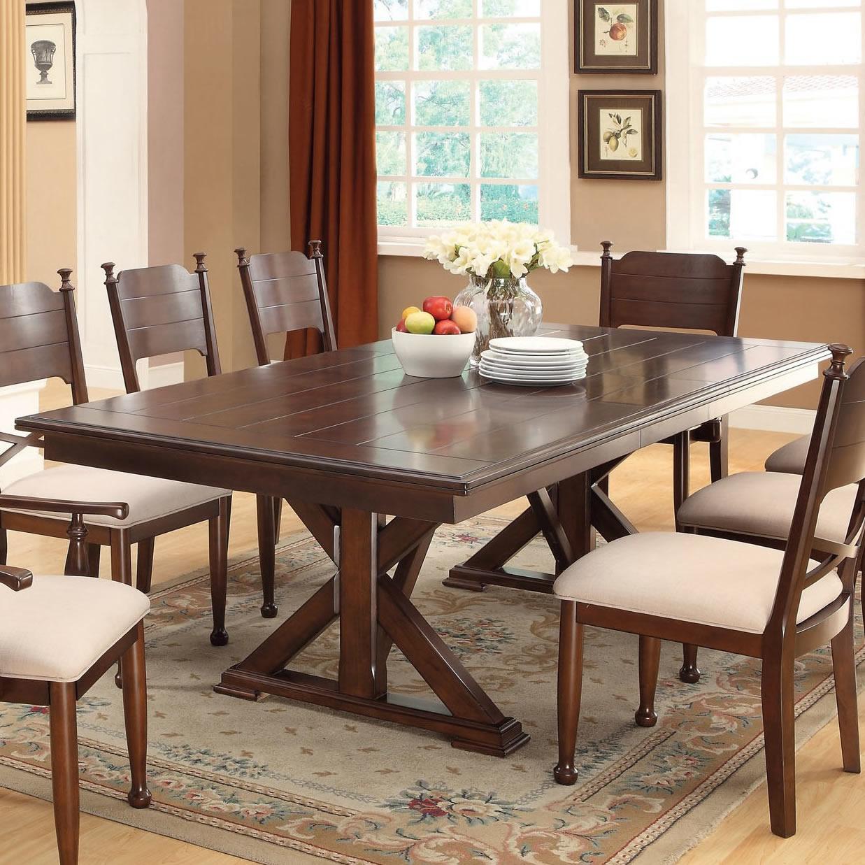  Furniture of America Descanso Dining Table with Pedestal Base CM3558T-TABLE IMAGE 1