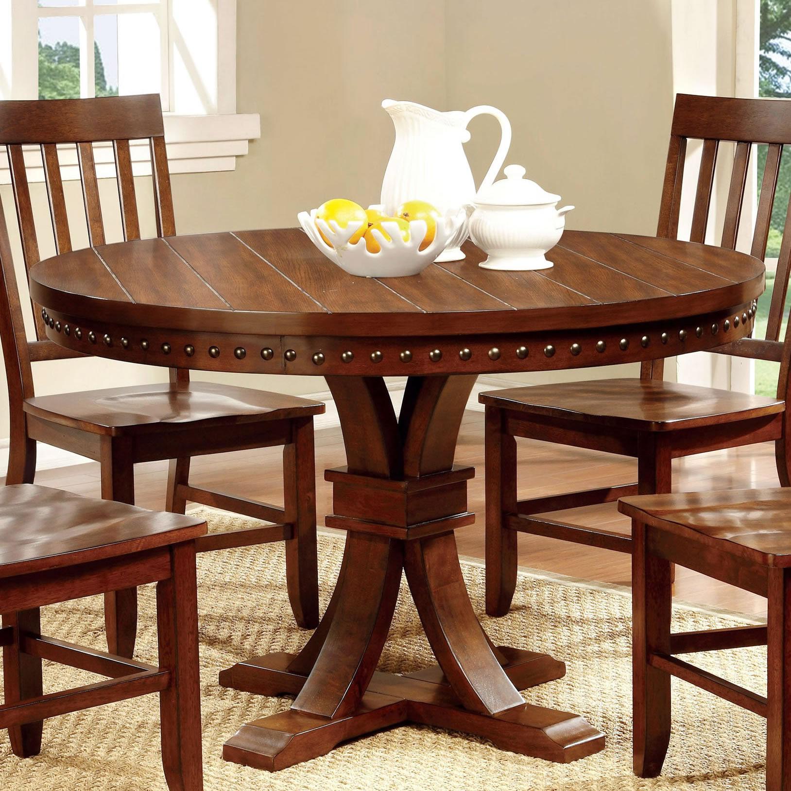  Furniture of America Round Foster I Dining Table with Pedestal Base CM3437RT IMAGE 1