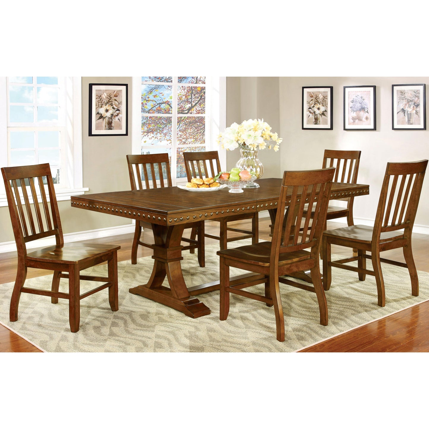  Furniture of America Foster I Dining Table with Pedestal Base CM3437T-TABLE IMAGE 3