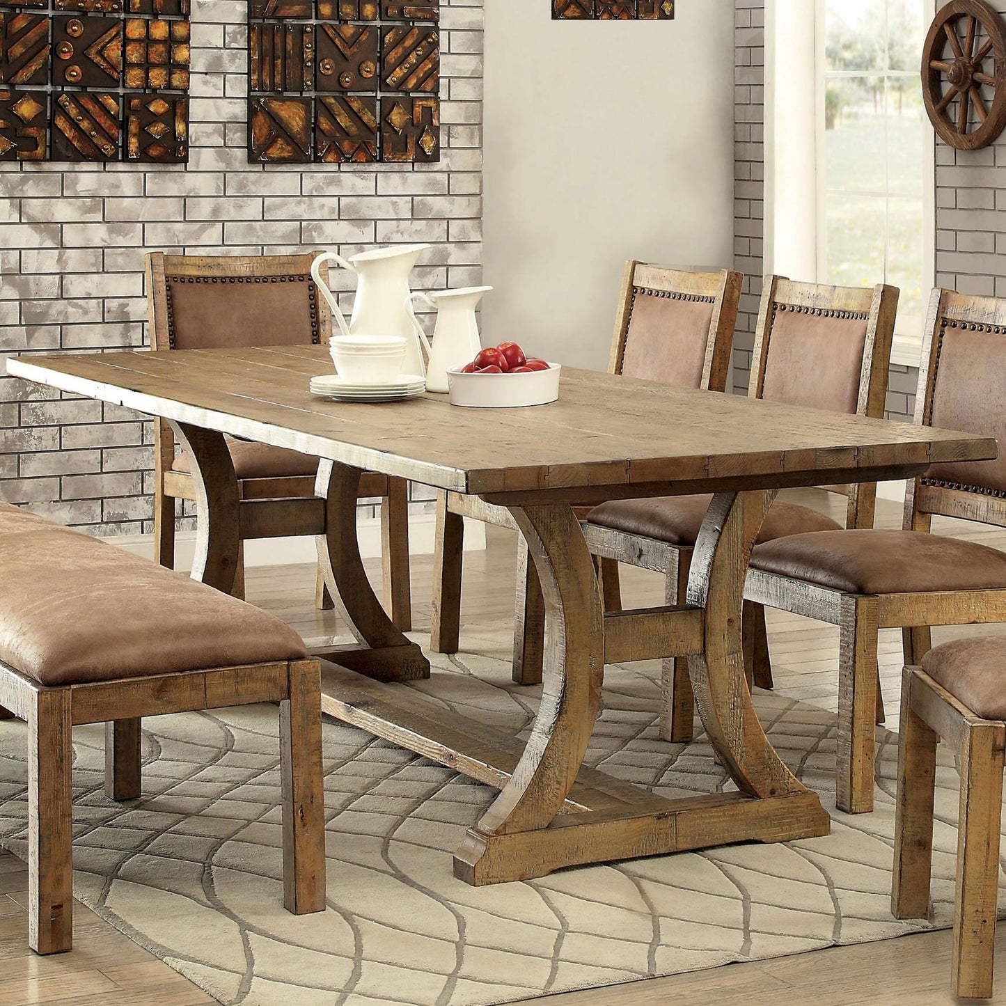  Furniture of America Gianna Dining Table with Trestle Base CM3829T-77-TABLE IMAGE 2