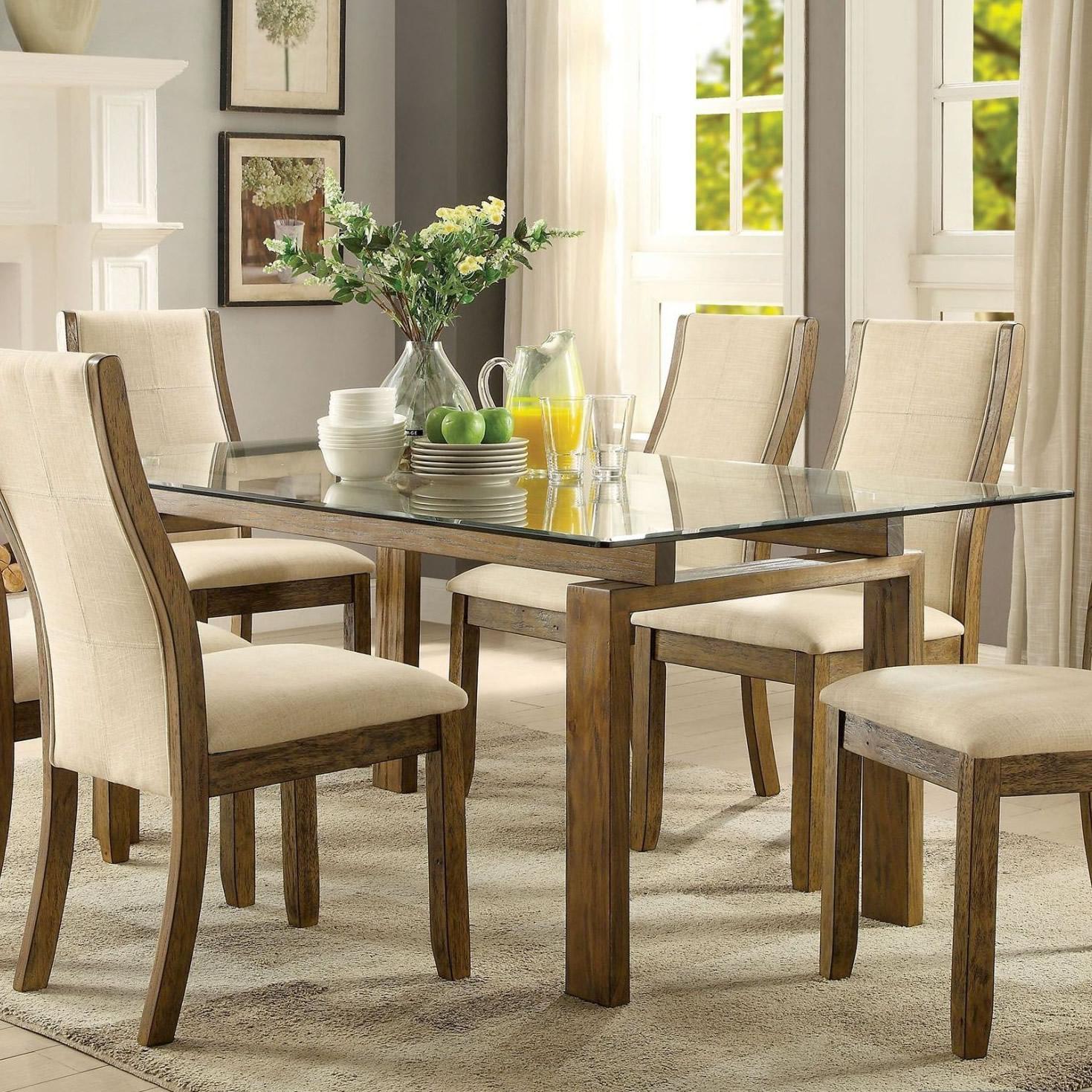  Furniture of America Onway Dining Table with Glass Top CM3461T-TABLE IMAGE 1