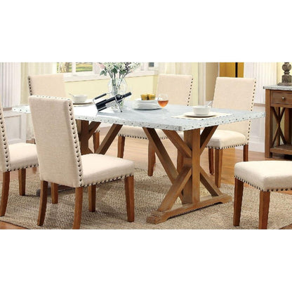  Furniture of America Armous I Dining Table with Metal Top & Pedestal Base CM3533T IMAGE 2
