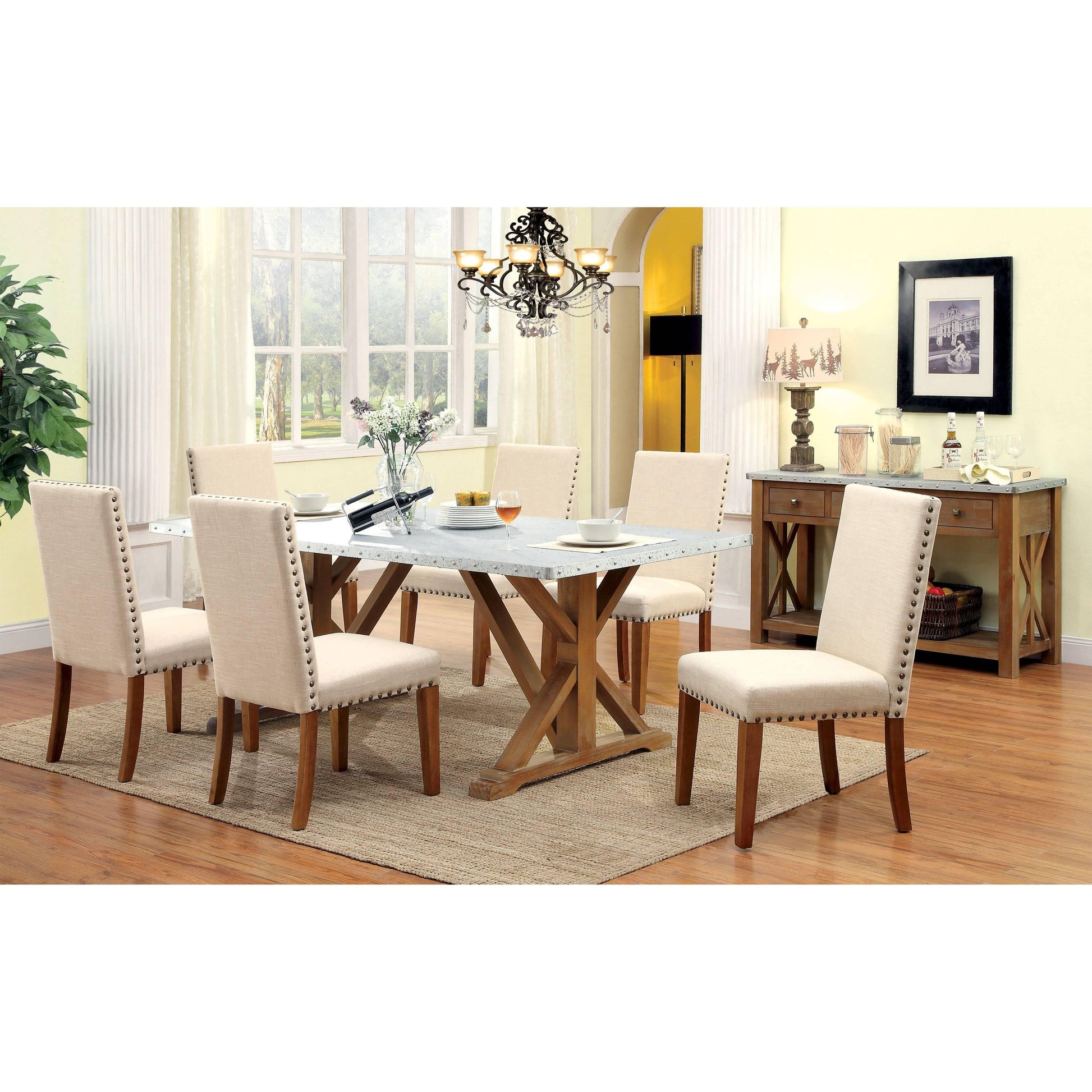  Furniture of America Armous I Dining Table with Metal Top & Pedestal Base CM3533T IMAGE 7