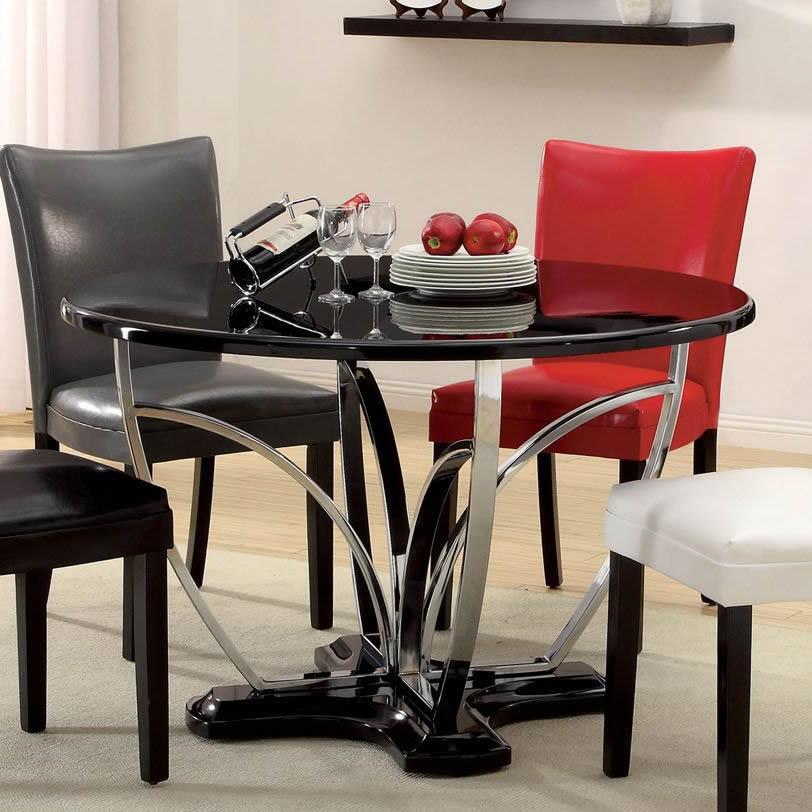  Furniture of America Round Belliz Dining Table with Pedestal Base CM3177BK-T IMAGE 2